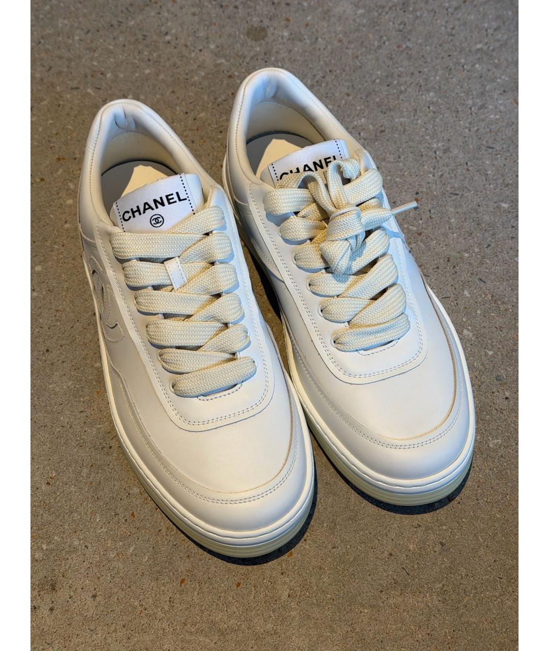 CHANEL Белые кожаные кеды, фото 6