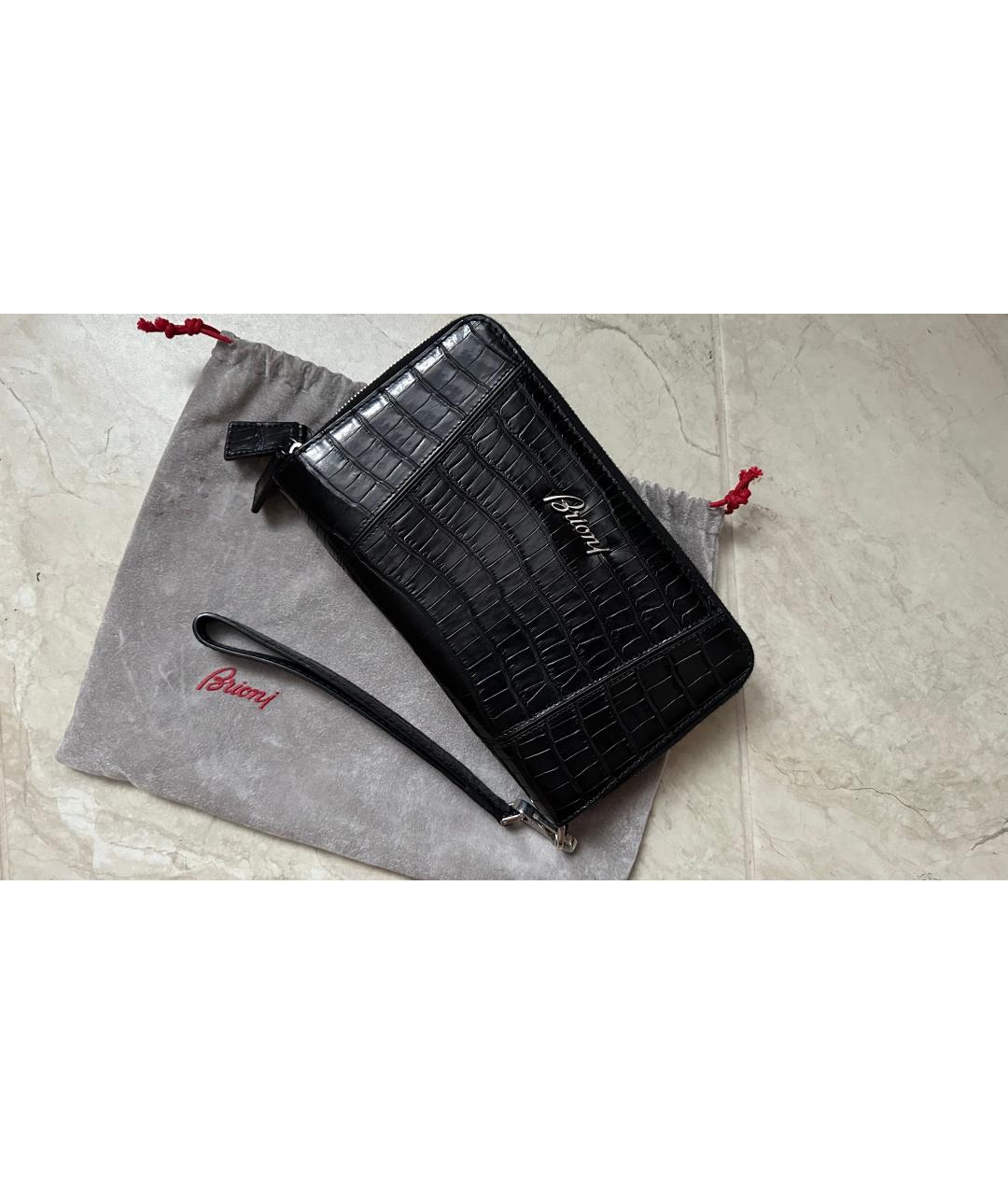 BRIONI Черный кошелек из экзотической кожи, фото 5