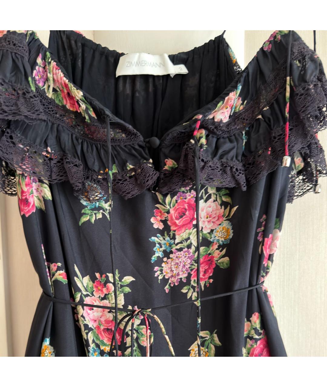 ZIMMERMANN Черное шелковое повседневное платье, фото 8