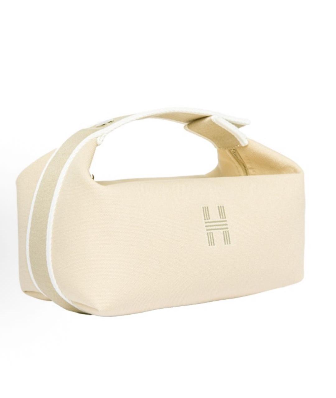 HERMES Бежевая тканевая косметичка, фото 2