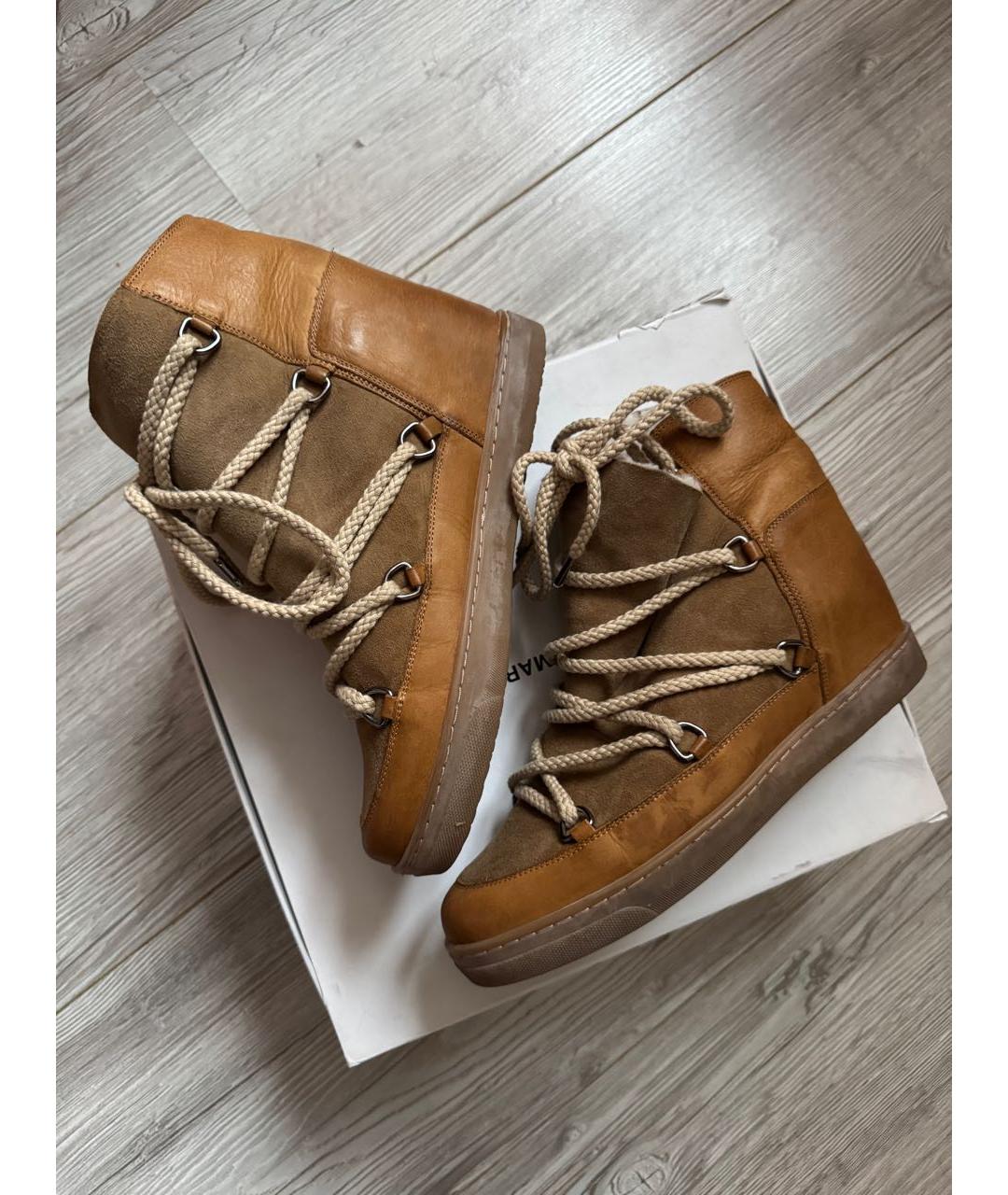 ISABEL MARANT Горчичные кожаные ботинки, фото 3
