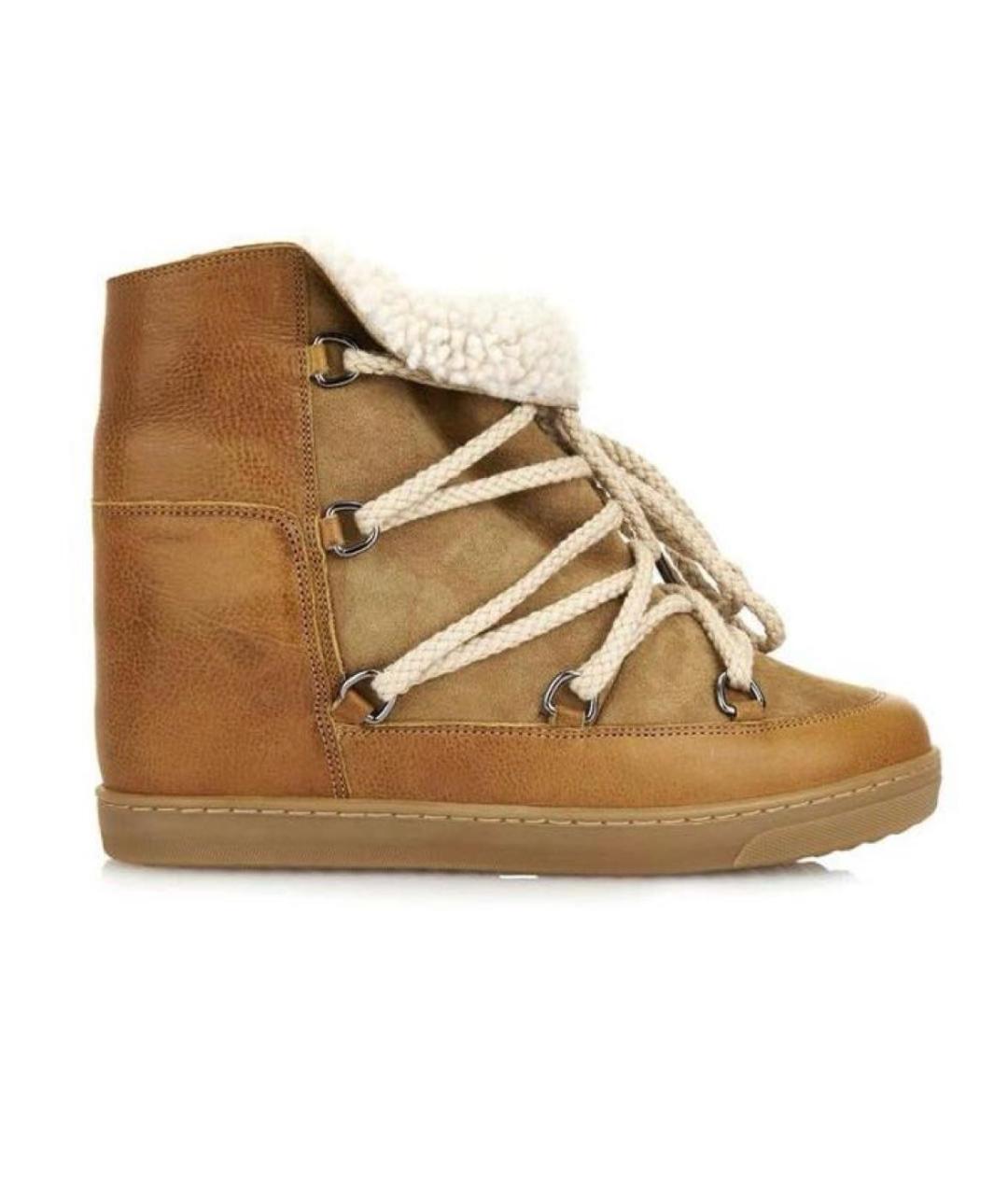 ISABEL MARANT Горчичные кожаные ботинки, фото 1