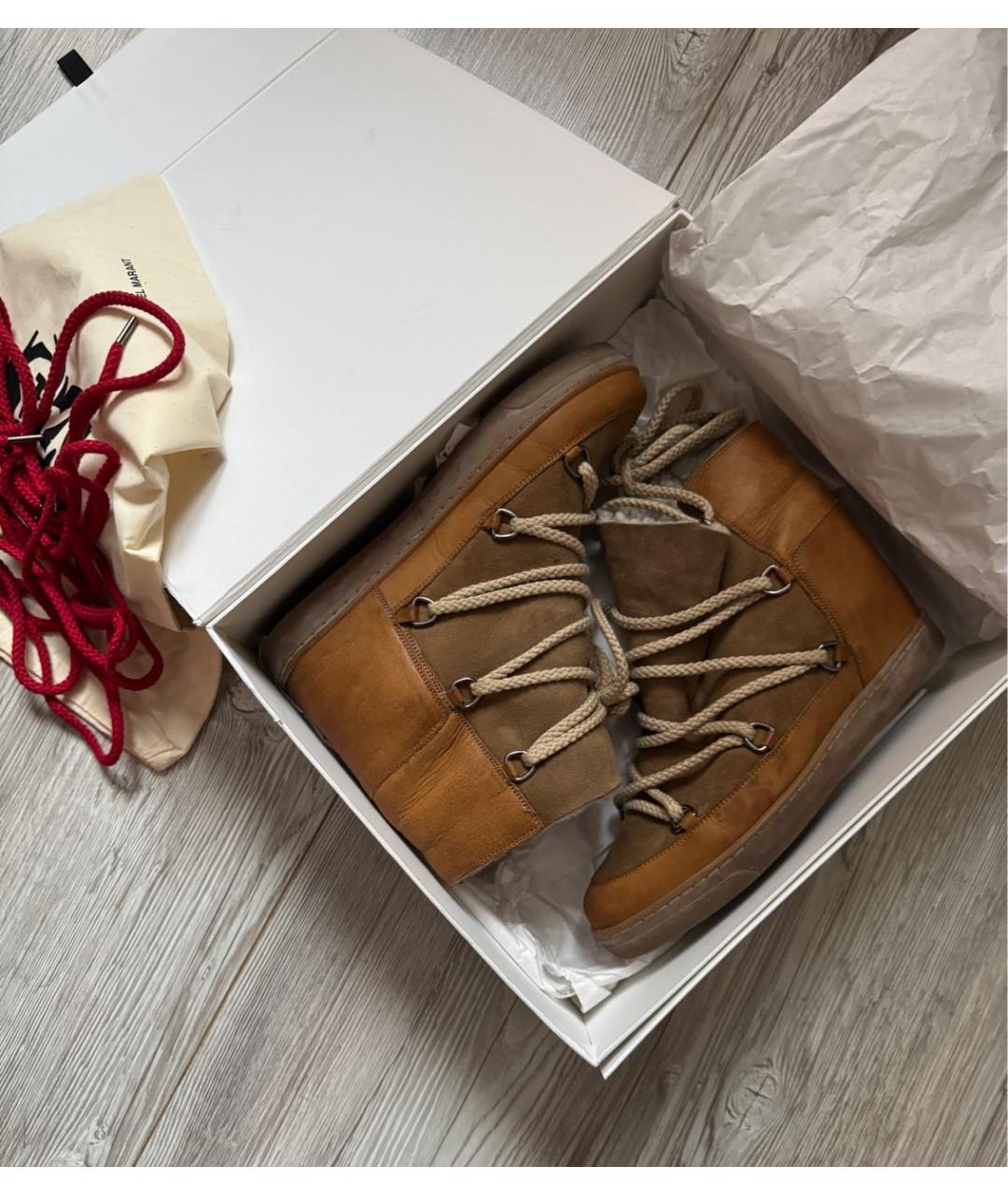 ISABEL MARANT Горчичные кожаные ботинки, фото 5