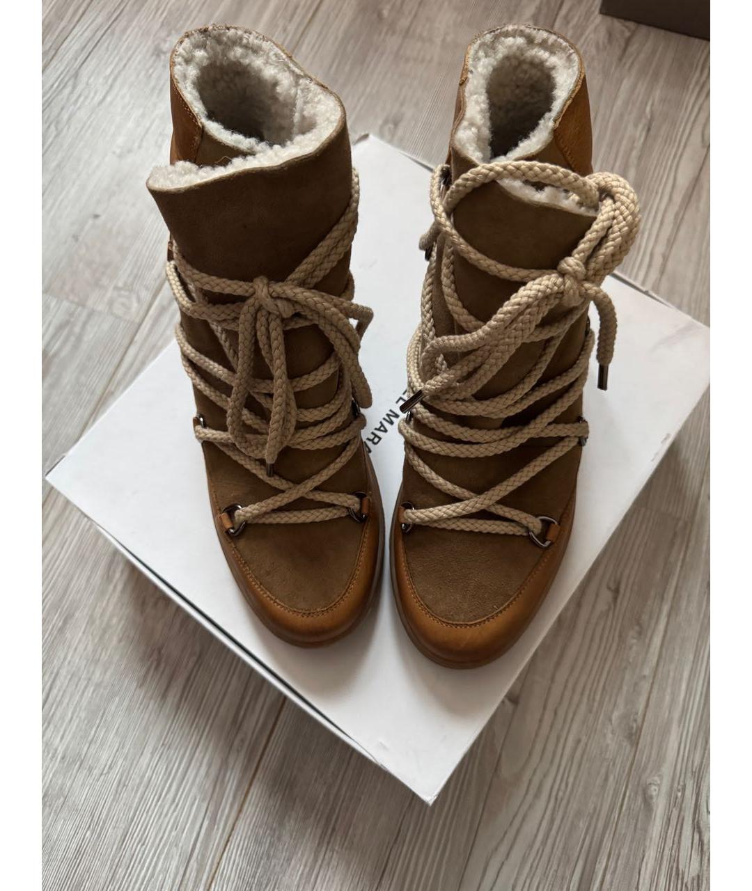 ISABEL MARANT Горчичные кожаные ботинки, фото 4