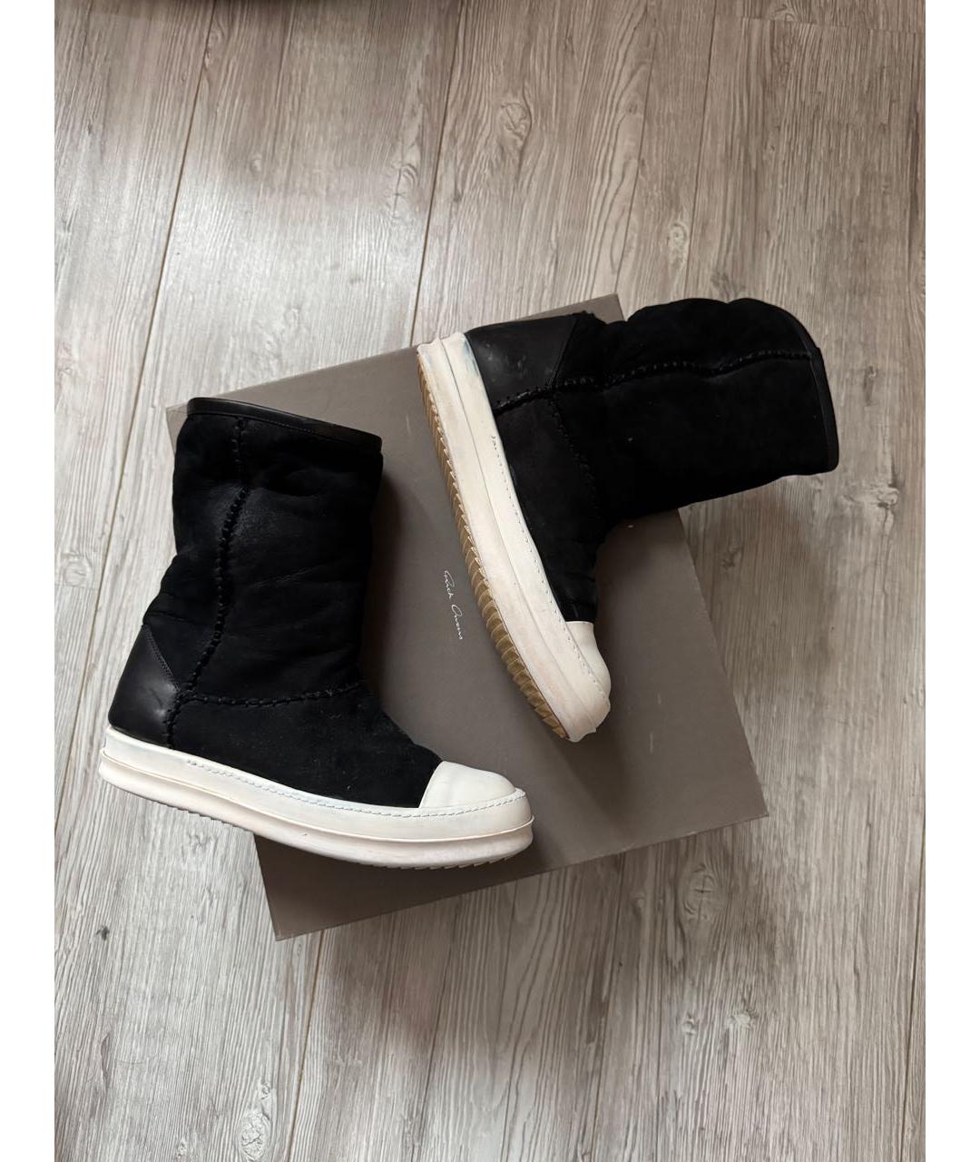 RICK OWENS Черные кожаные полусапоги, фото 5