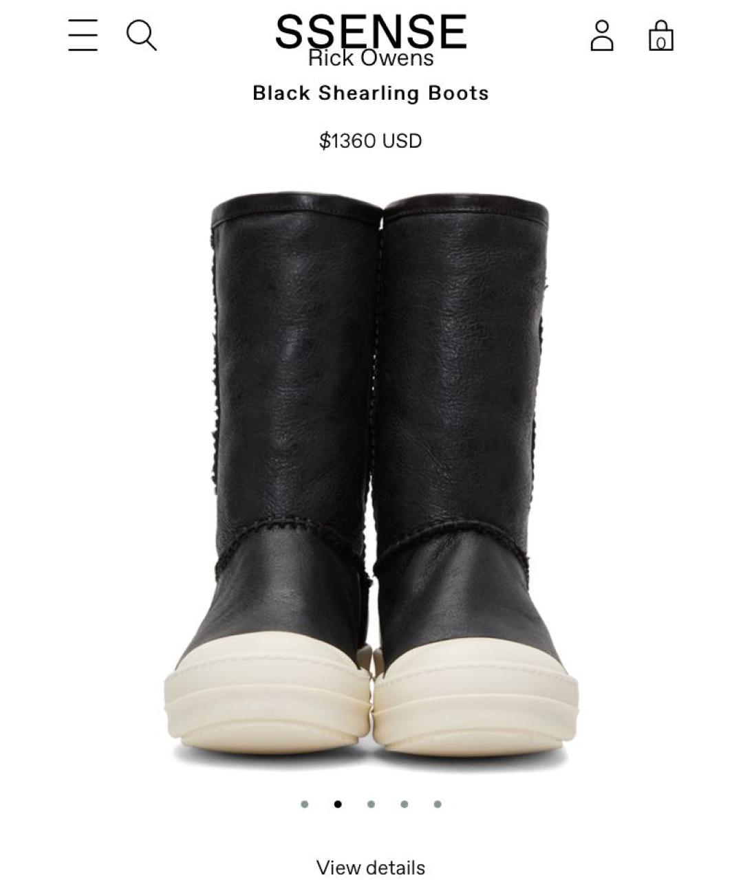 RICK OWENS Черные кожаные полусапоги, фото 4