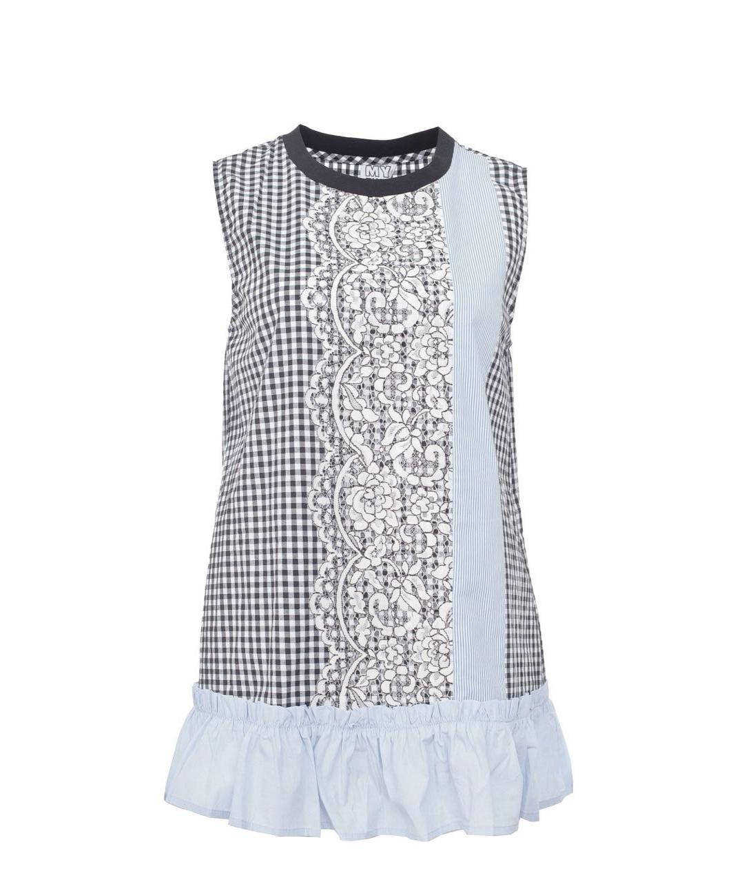 TWIN-SET Голубая хлопко-эластановая майка, фото 1