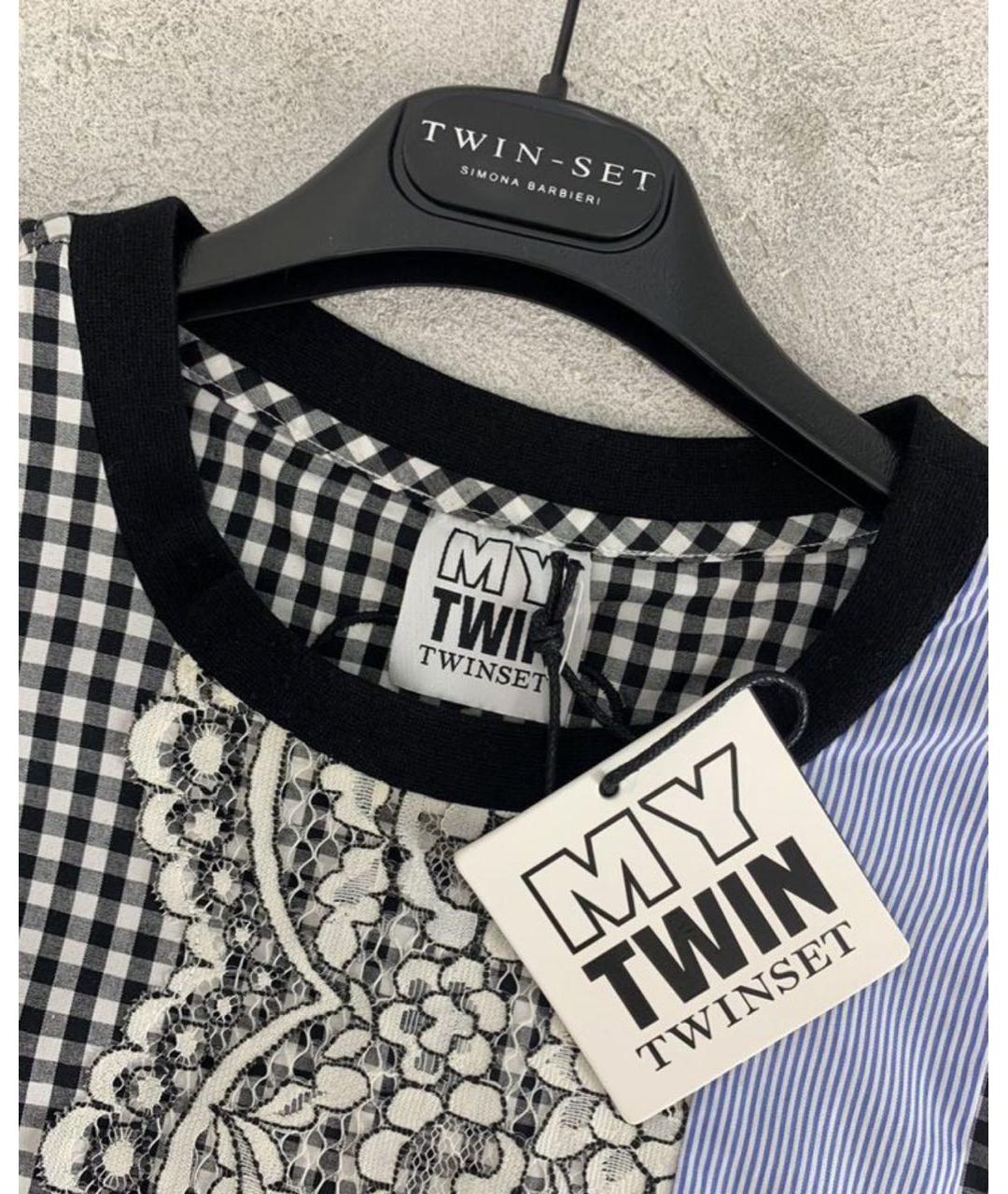 TWIN-SET Голубая хлопко-эластановая майка, фото 3