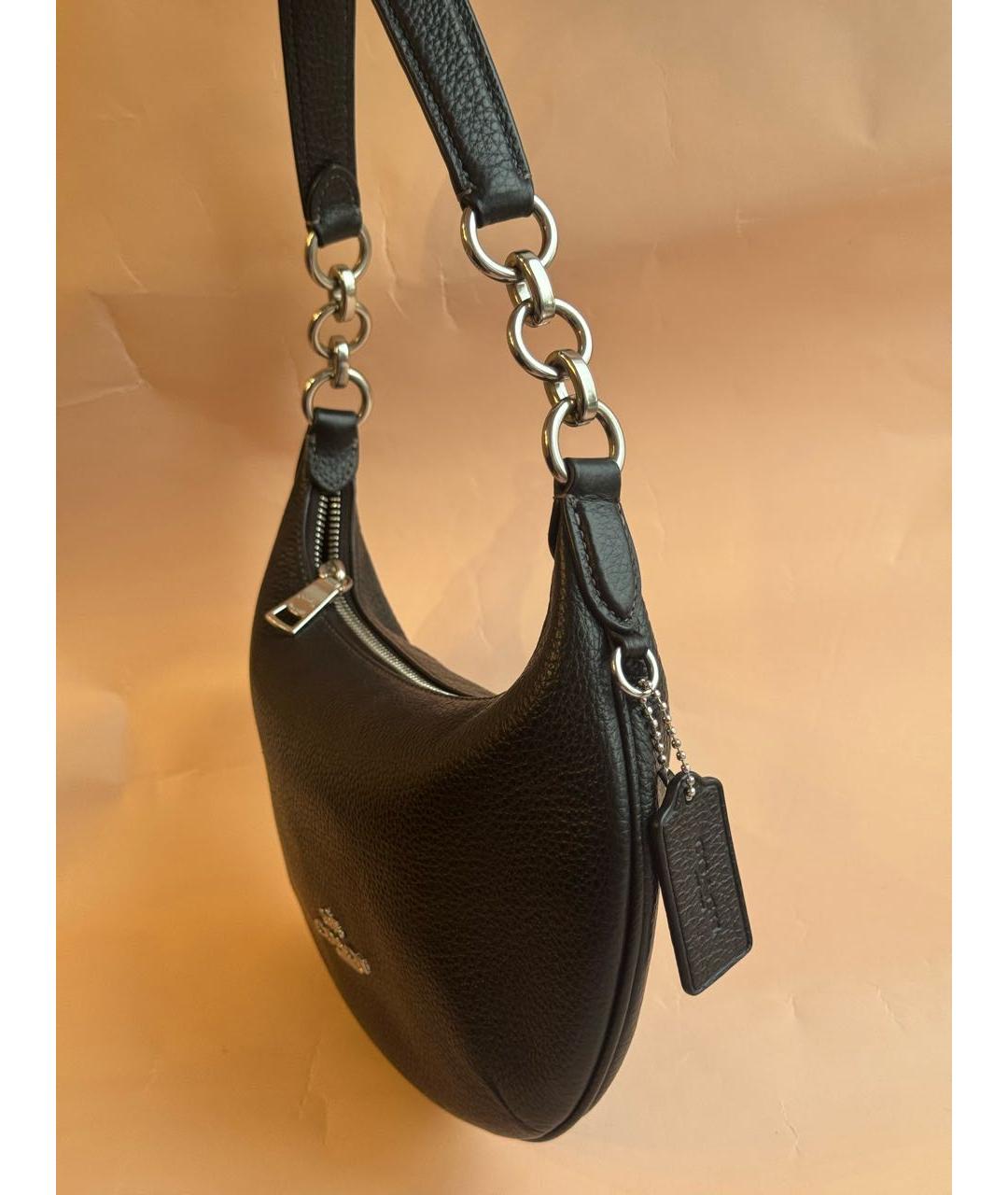 COACH Черная кожаная сумка через плечо, фото 2