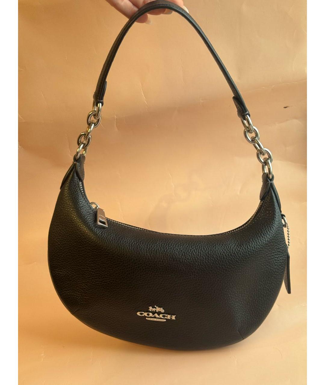 COACH Черная кожаная сумка через плечо, фото 9