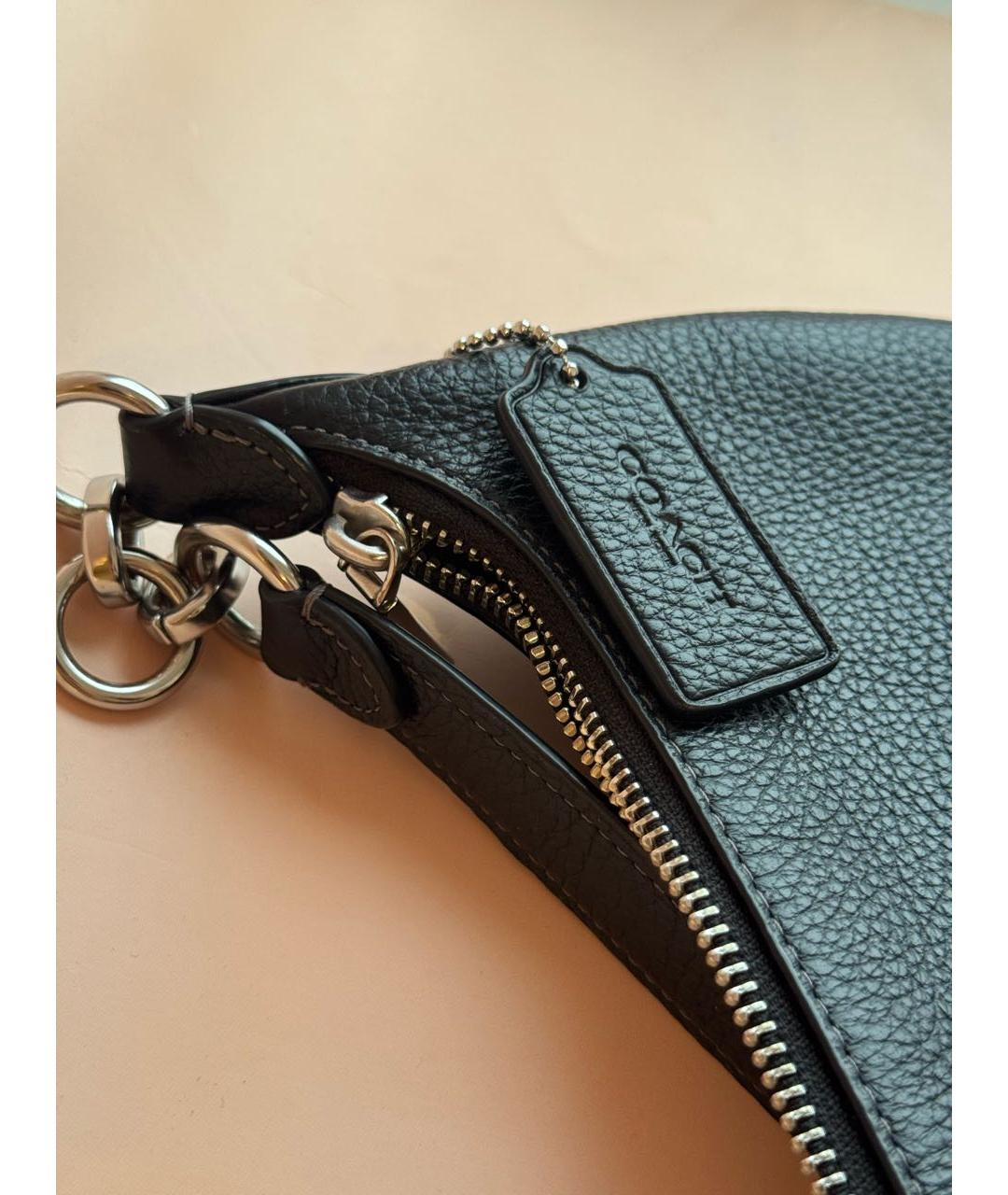 COACH Черная кожаная сумка через плечо, фото 8