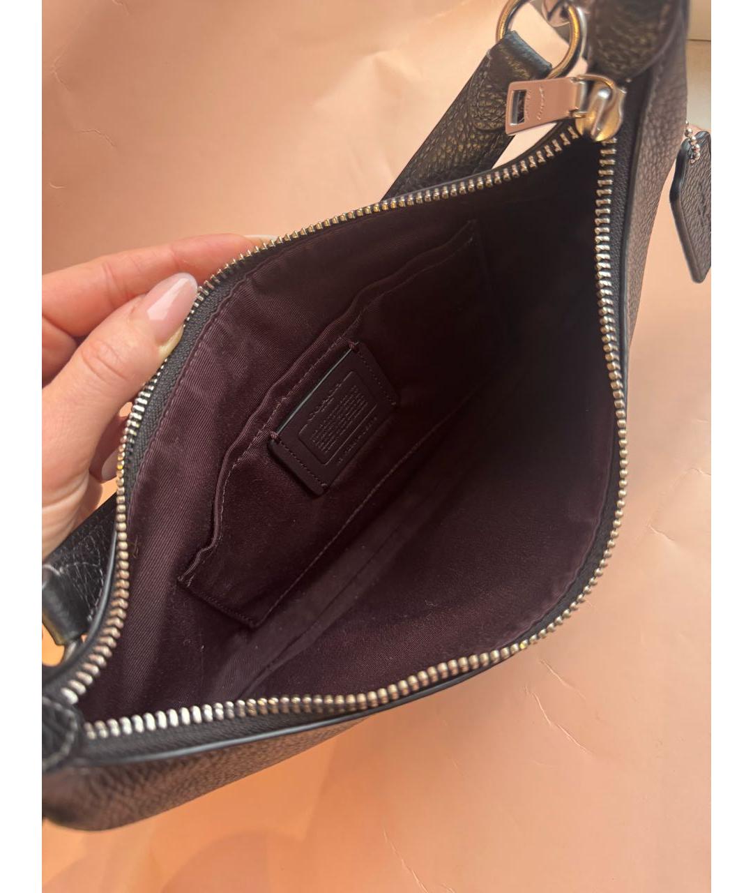 COACH Черная кожаная сумка через плечо, фото 4