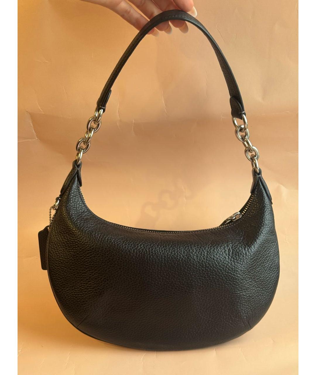 COACH Черная кожаная сумка через плечо, фото 3