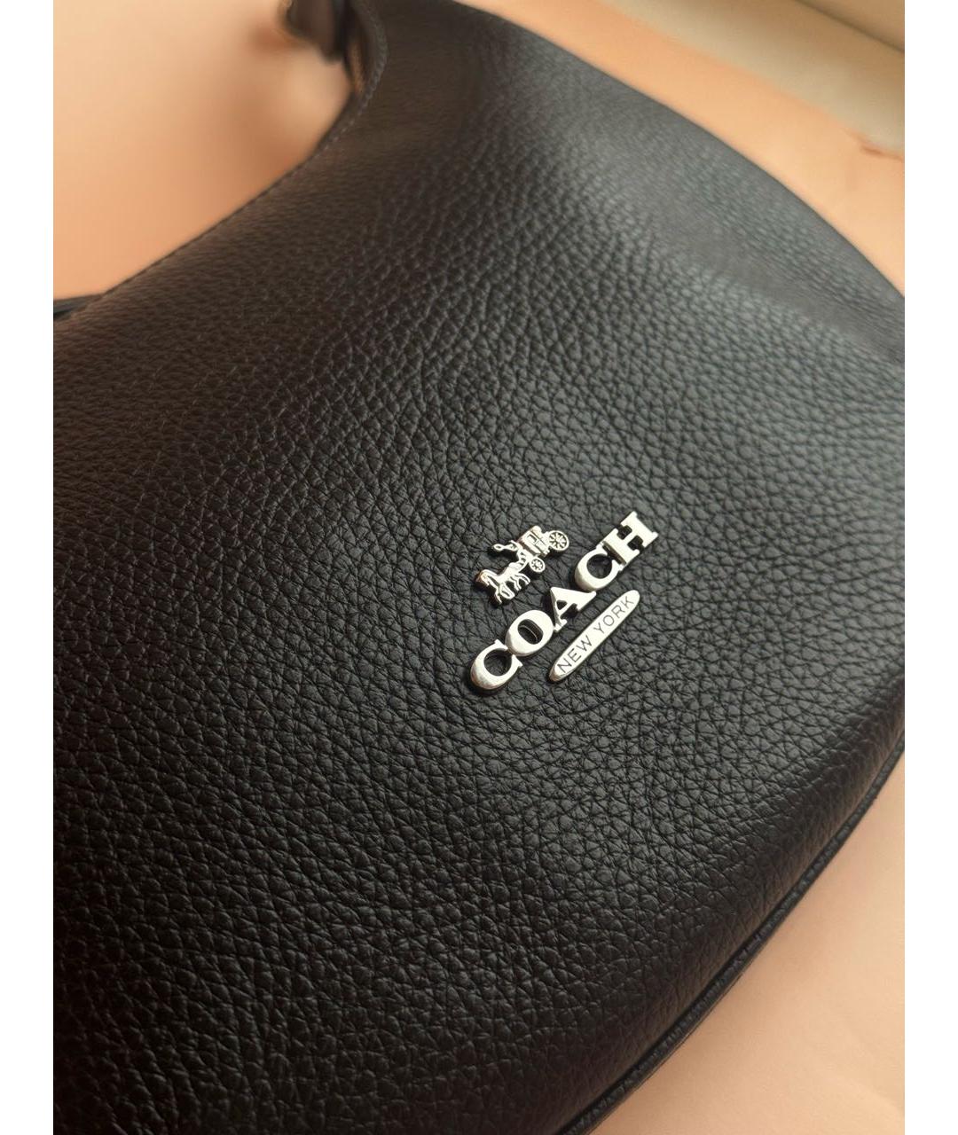 COACH Черная кожаная сумка через плечо, фото 6