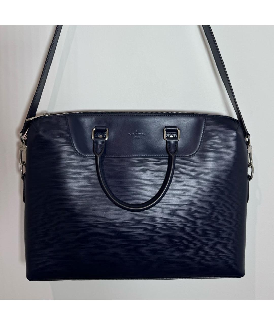 LOUIS VUITTON Синий кожаный портфель, фото 9