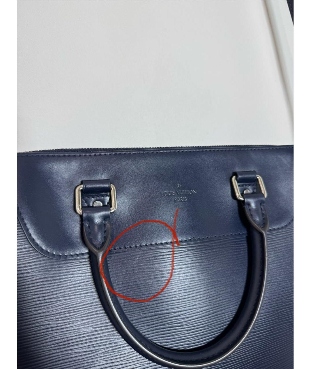 LOUIS VUITTON Синий кожаный портфель, фото 8