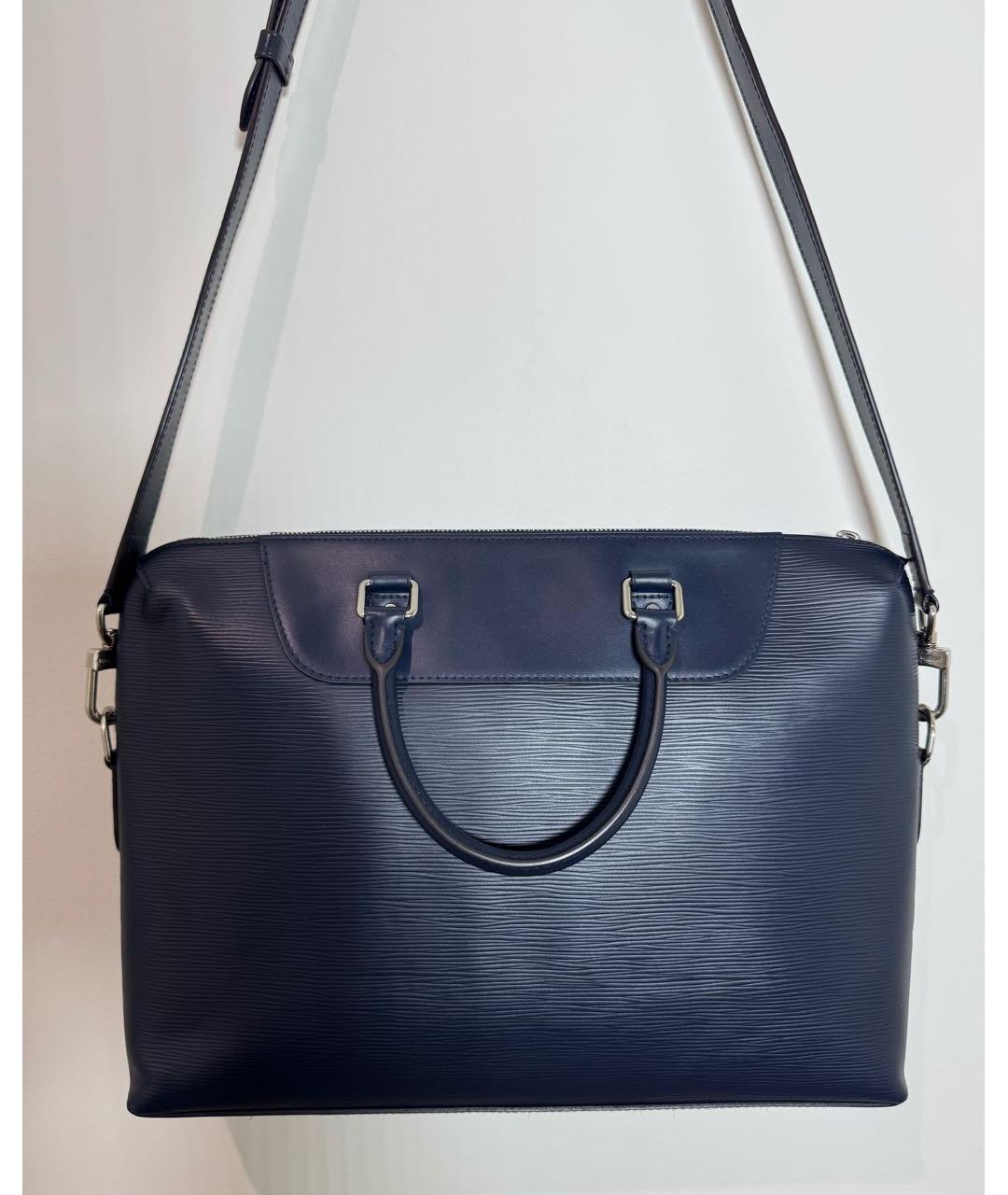 LOUIS VUITTON Синий кожаный портфель, фото 2