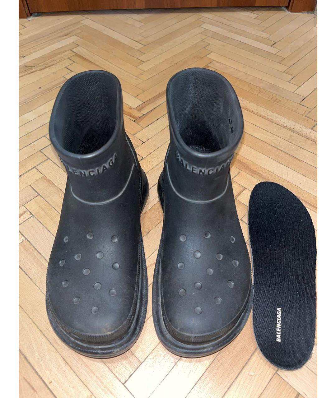 BALENCIAGA Черные резиновые высокие ботинки, фото 2