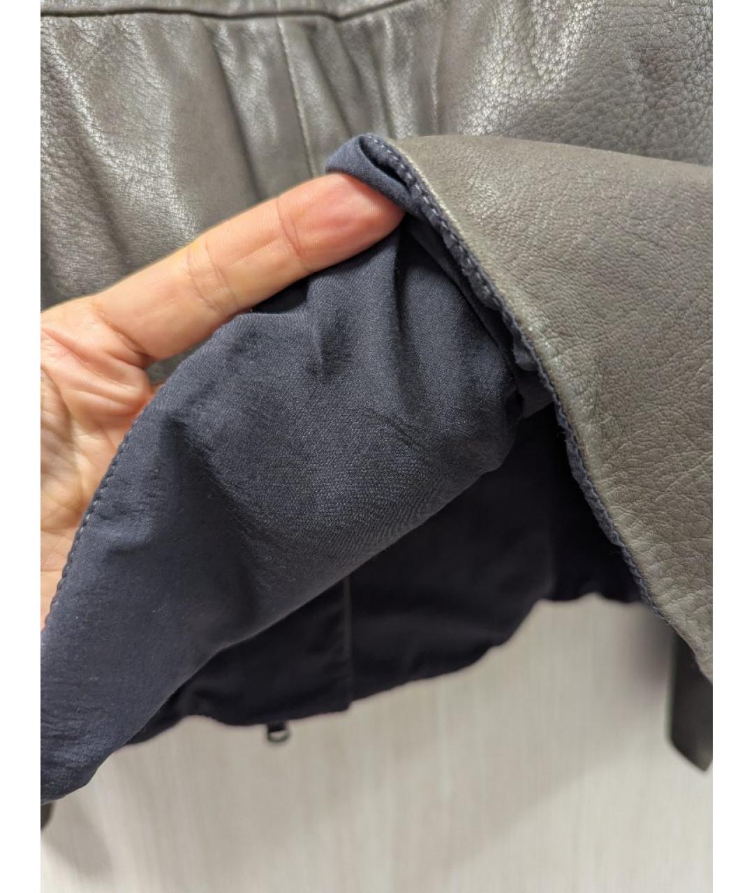 BRUNELLO CUCINELLI Хаки кожаная куртка, фото 7