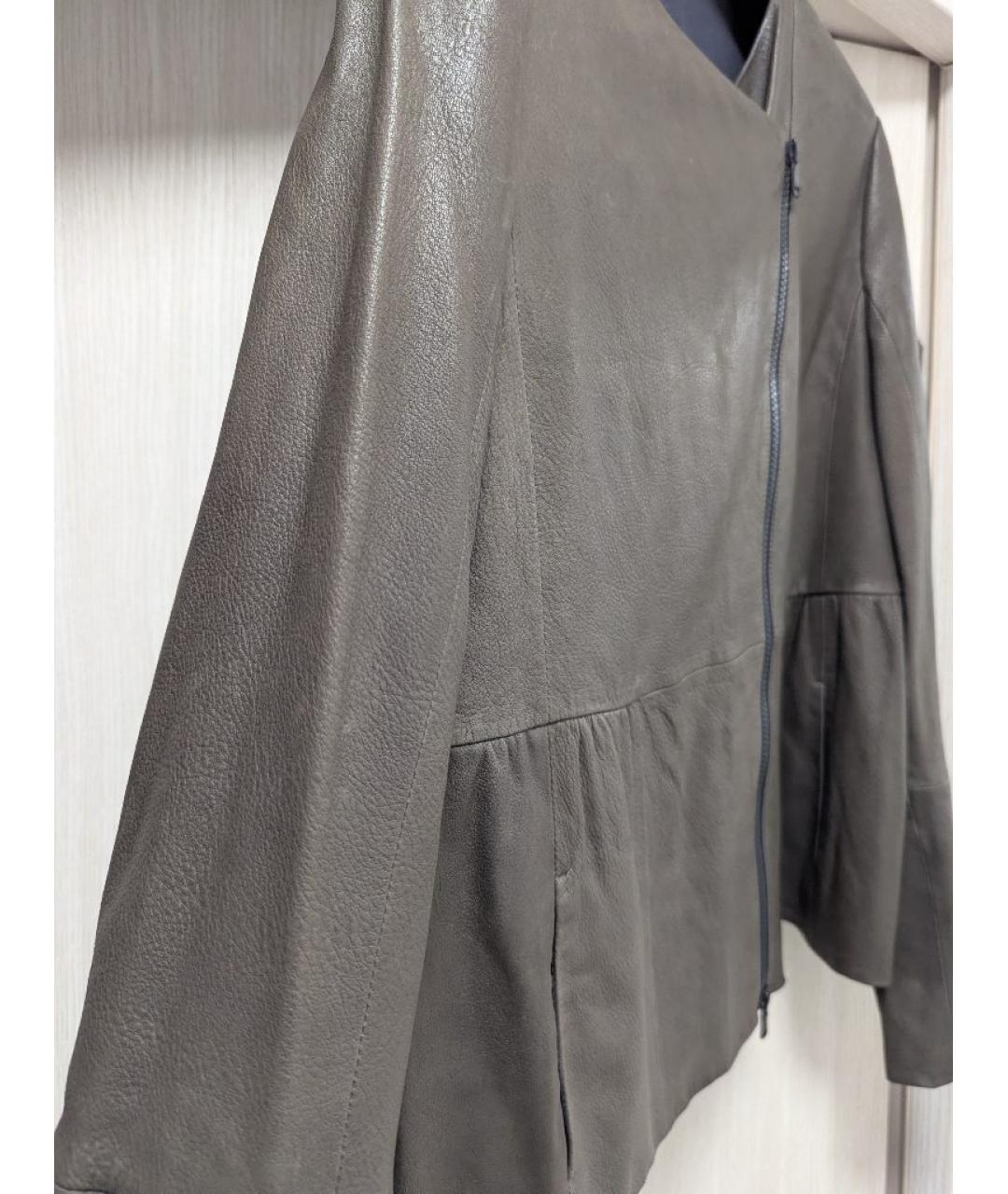 BRUNELLO CUCINELLI Хаки кожаная куртка, фото 6