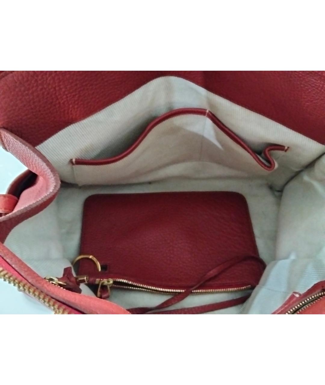 LORO PIANA Красная кожаная сумка тоут, фото 5