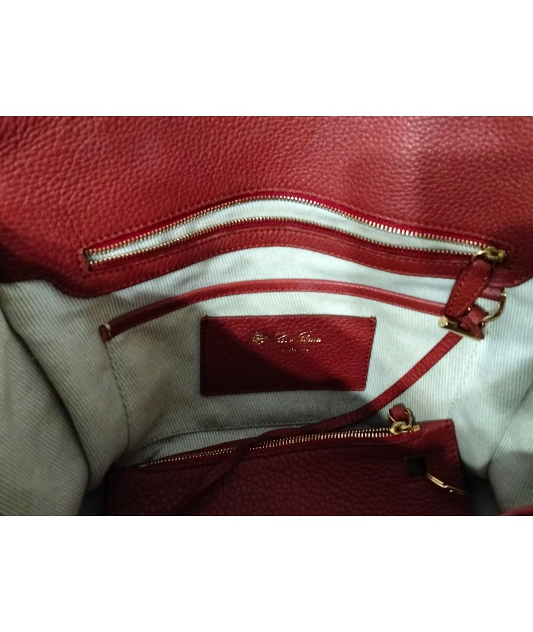 LORO PIANA Красная кожаная сумка тоут, фото 4