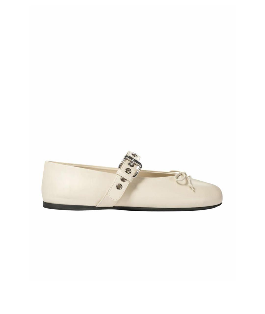 MIU MIU Бежевые кожаные балетки, фото 8