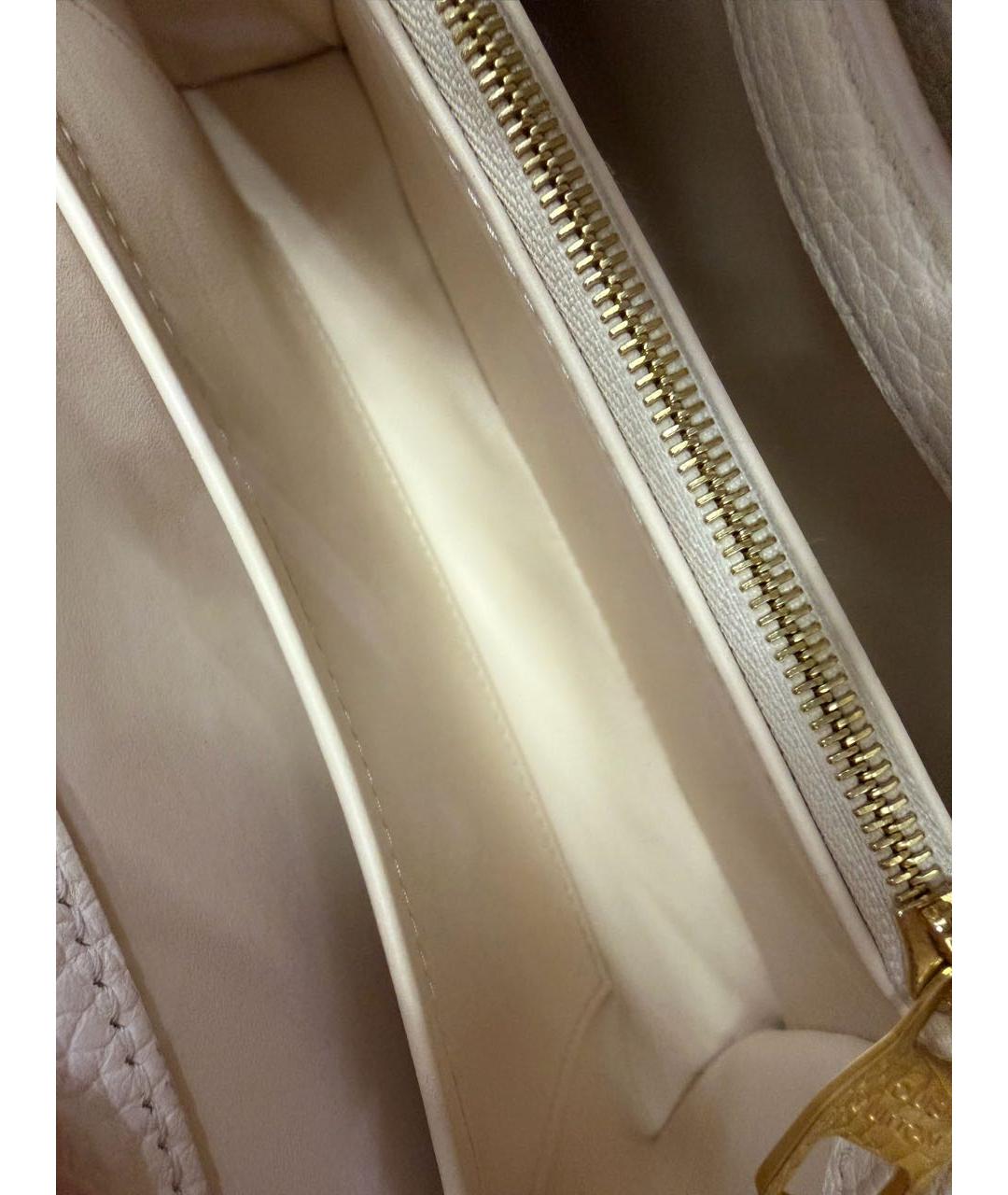 LOUIS VUITTON Бежевая кожаная сумка с короткими ручками, фото 4