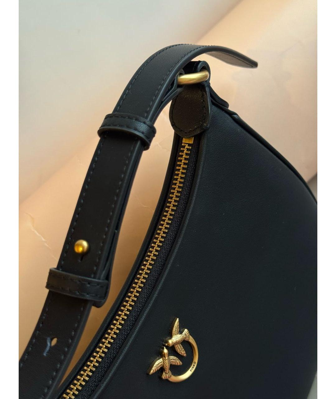 PINKO Черная кожаная сумка через плечо, фото 6
