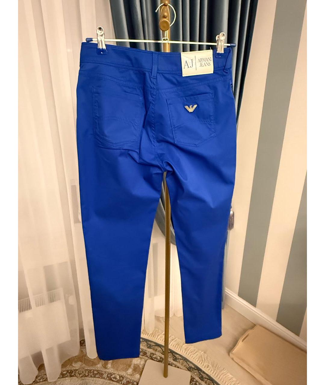 ARMANI JEANS Синие хлопковые брюки узкие, фото 2