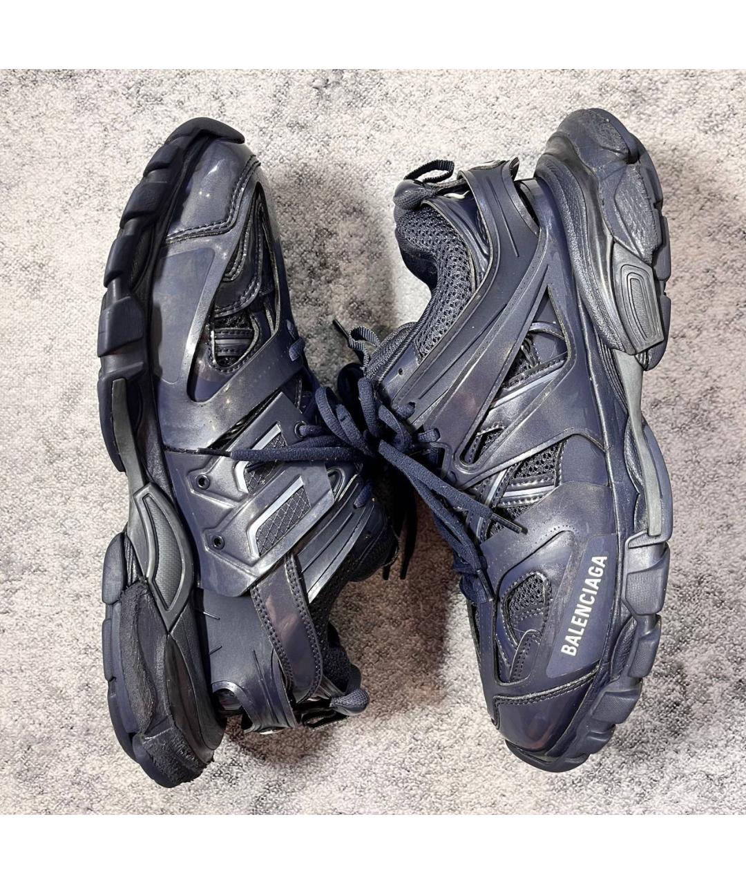 BALENCIAGA Темно-синие текстильные низкие кроссовки / кеды, фото 5