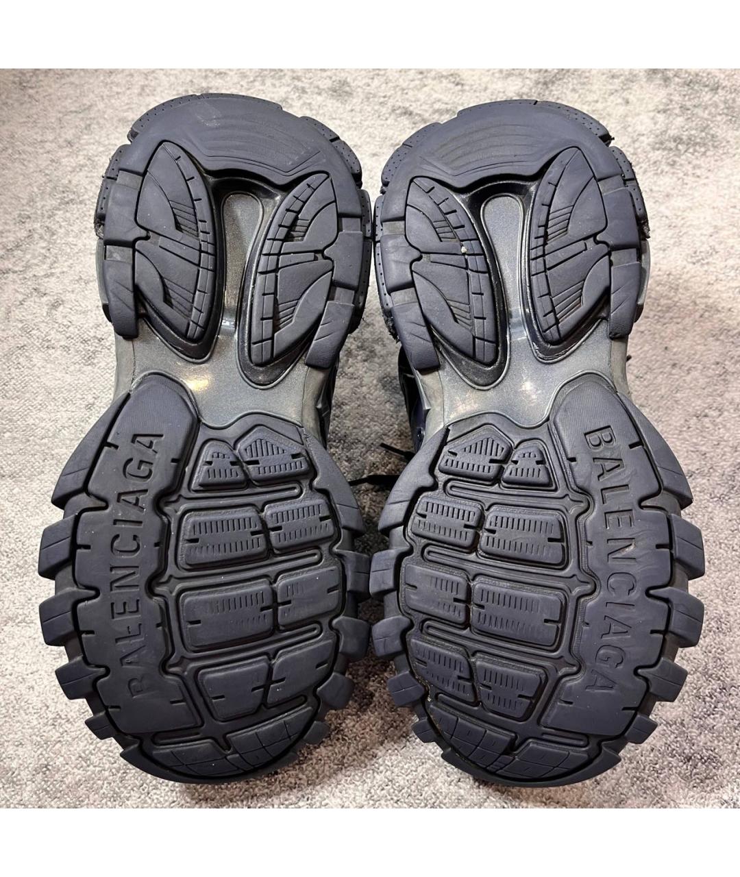 BALENCIAGA Темно-синие текстильные низкие кроссовки / кеды, фото 4