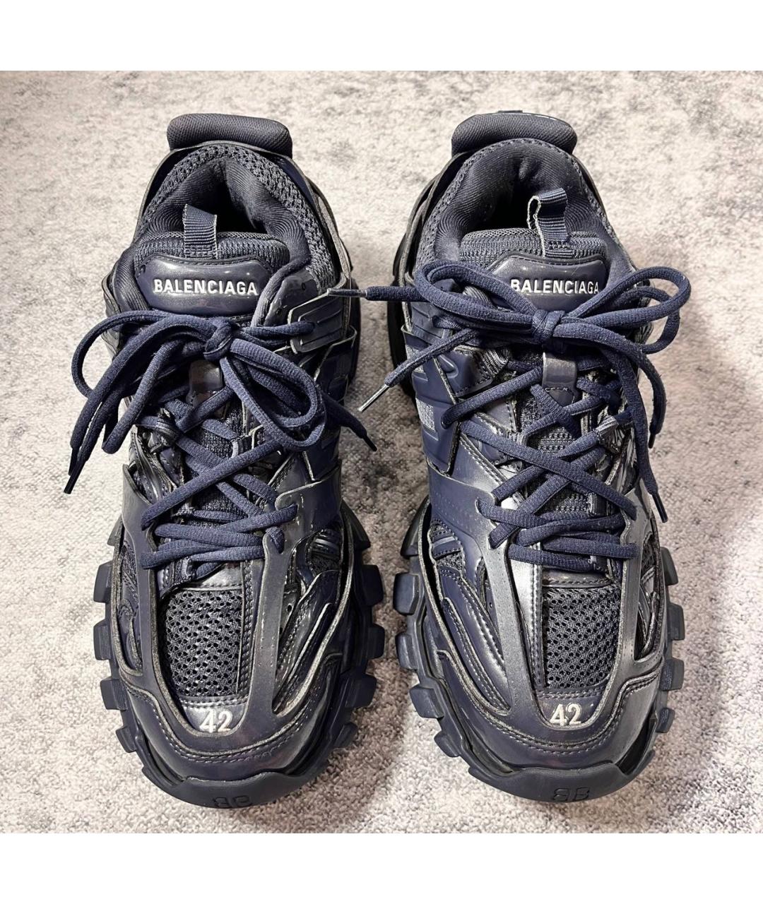 BALENCIAGA Темно-синие текстильные низкие кроссовки / кеды, фото 2