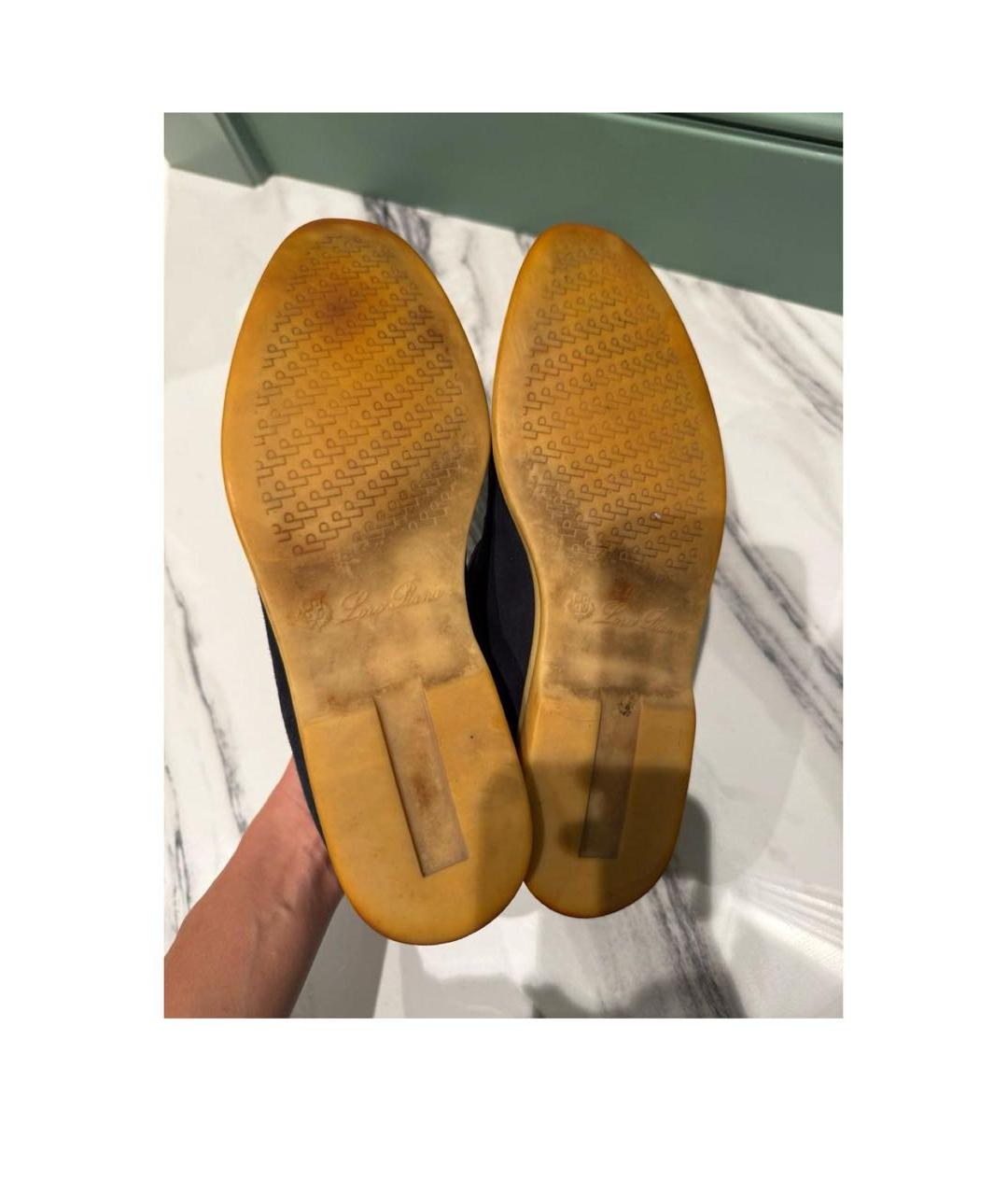 LORO PIANA Темно-синие замшевые лоферы, фото 4