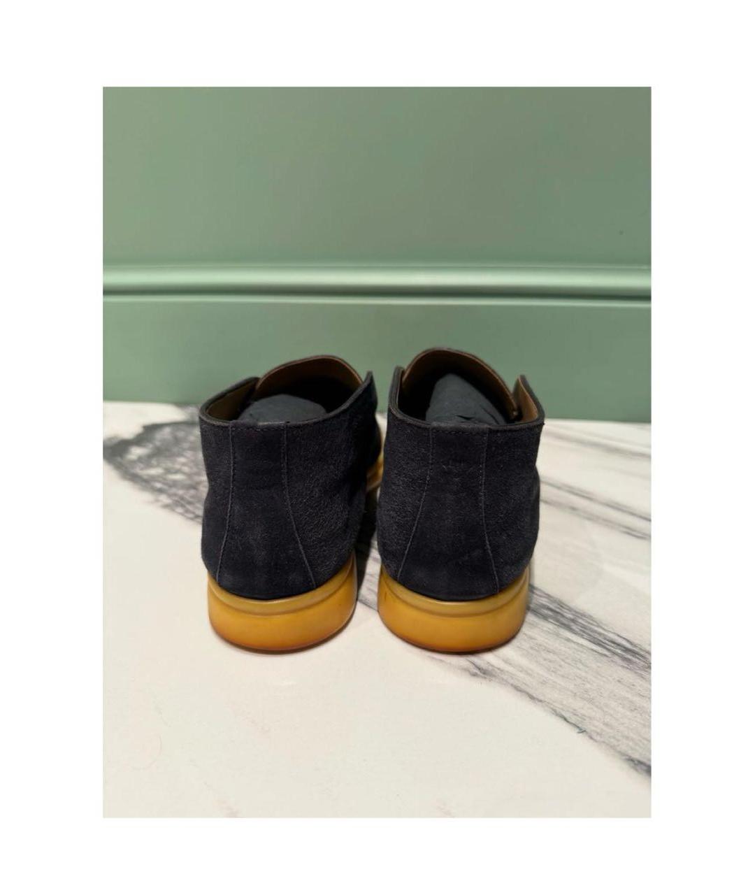 LORO PIANA Темно-синие замшевые лоферы, фото 3