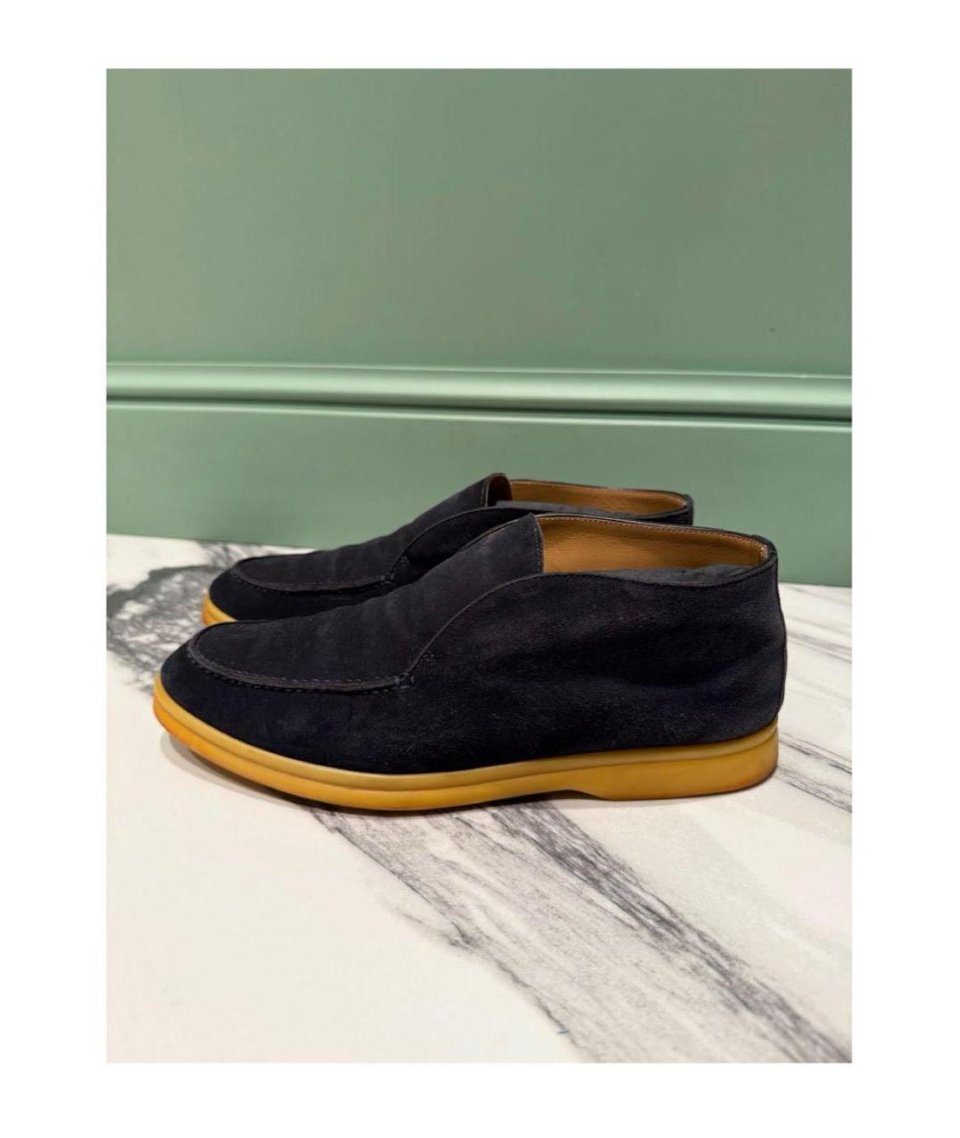 LORO PIANA Темно-синие замшевые лоферы, фото 2