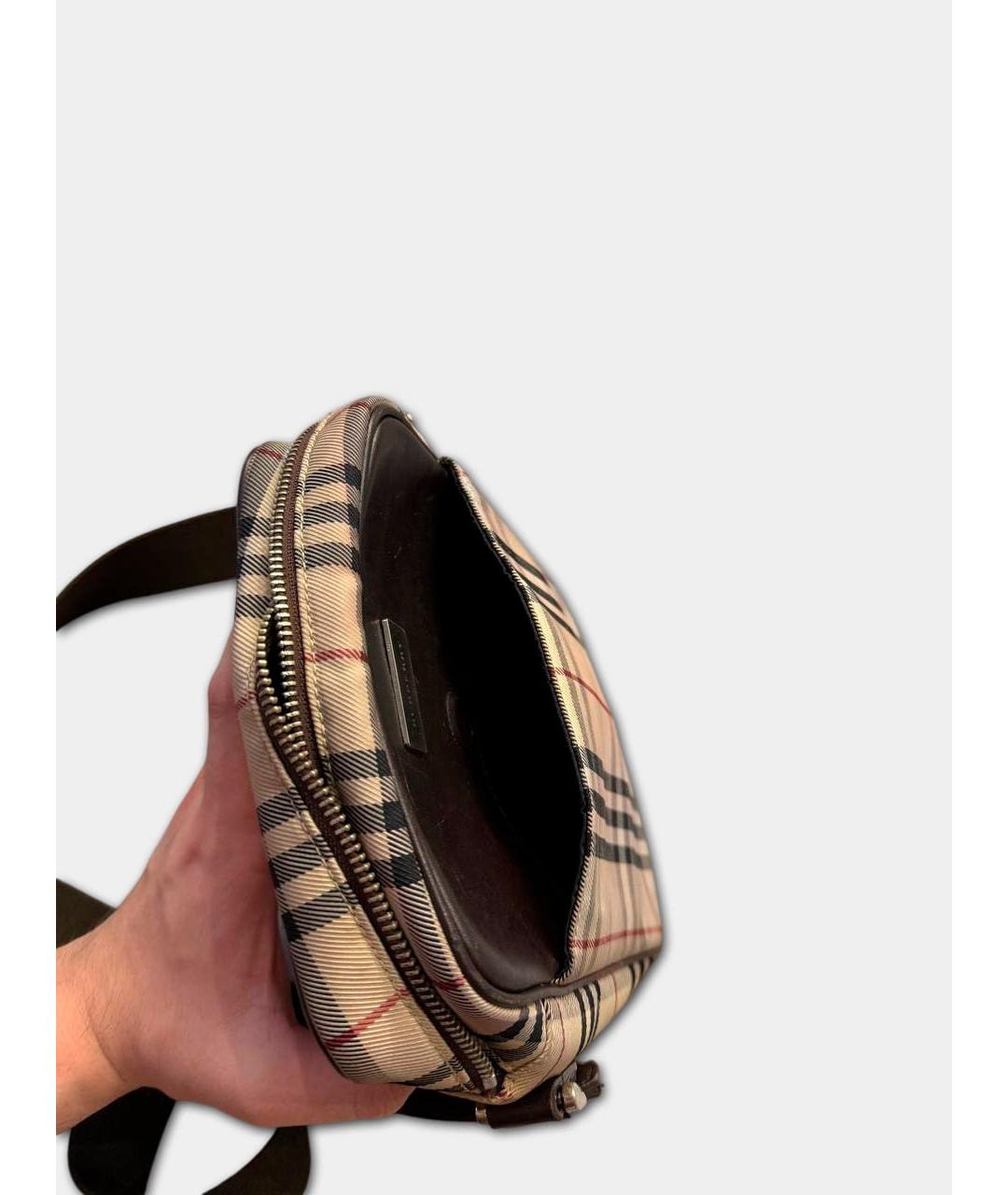 BURBERRY Бежевая тканевая сумка на плечо, фото 4