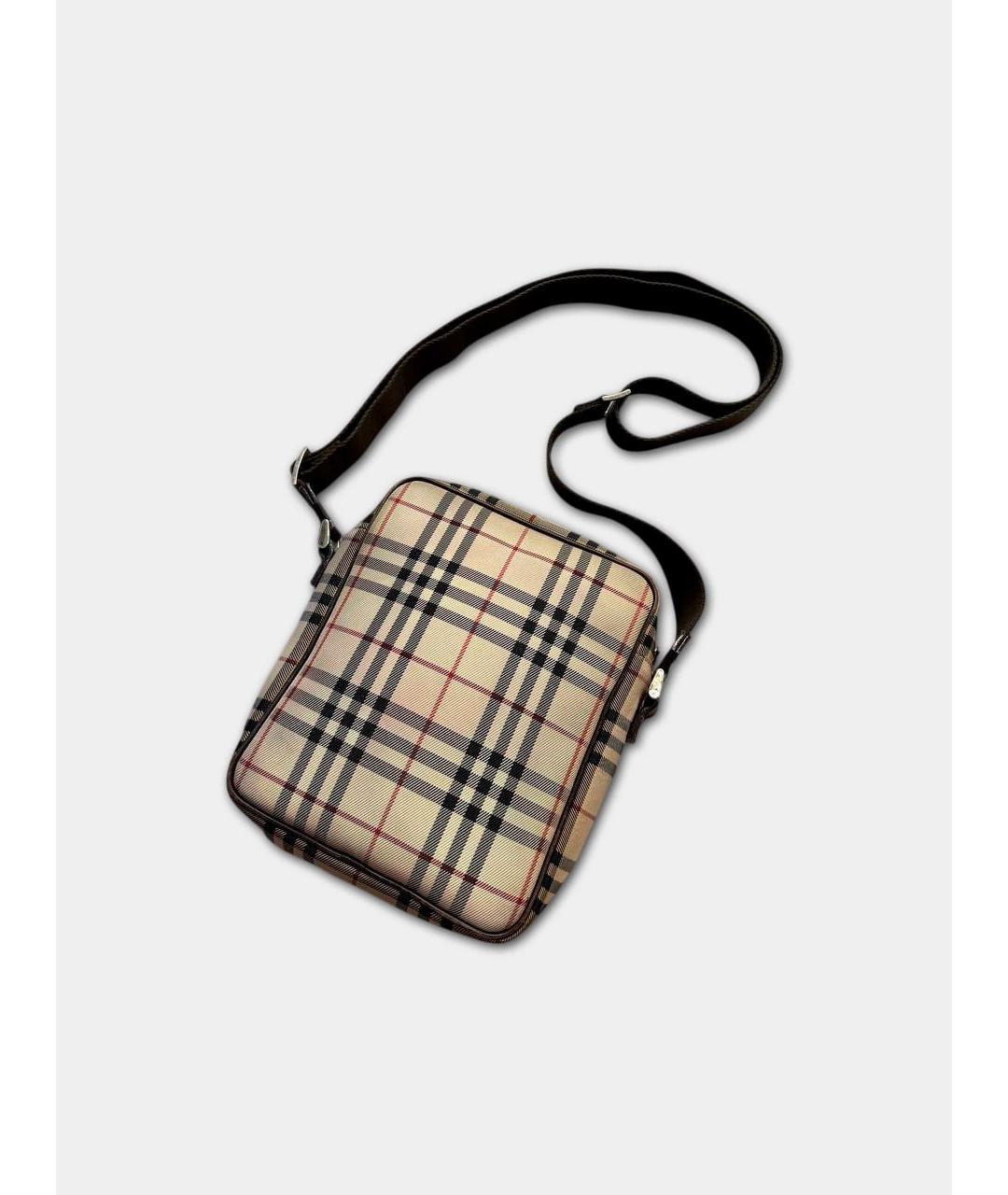 BURBERRY Бежевая тканевая сумка на плечо, фото 2