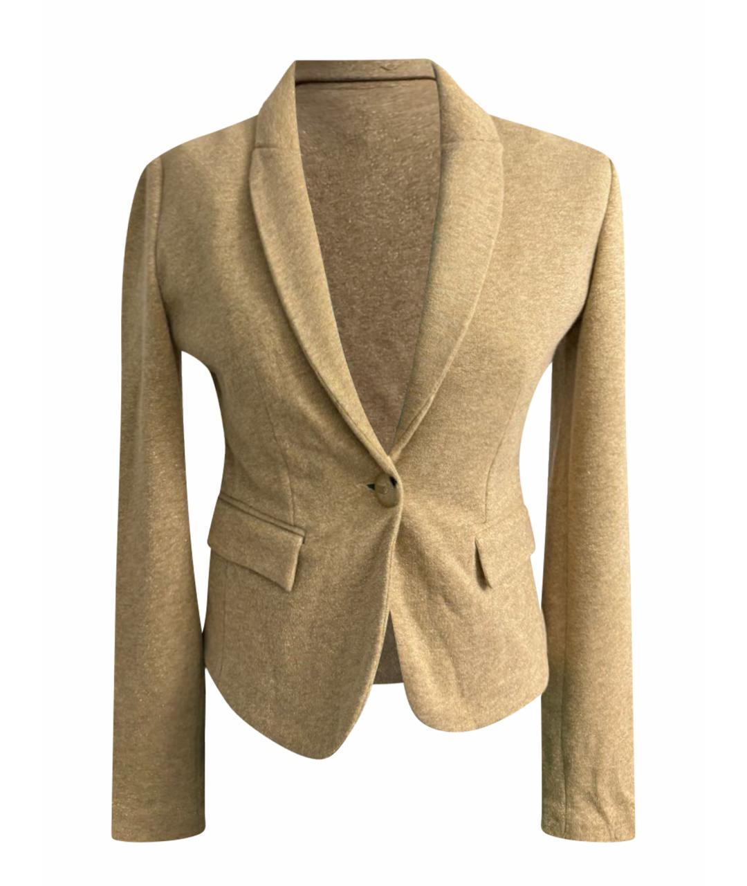 ARMANI JEANS Золотой хлопко-эластановый жакет/пиджак, фото 1