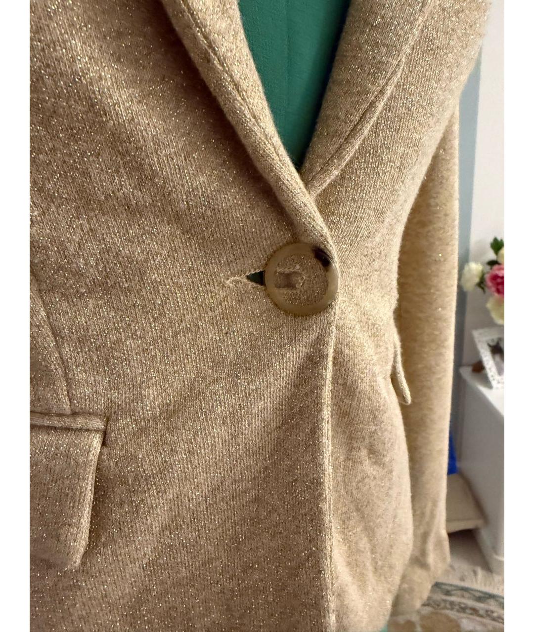 ARMANI JEANS Золотой хлопко-эластановый жакет/пиджак, фото 8