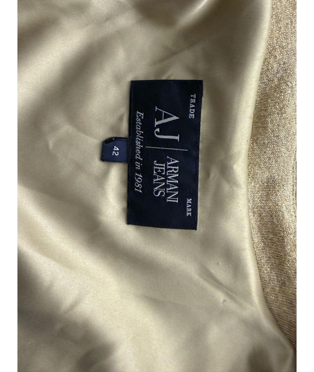 ARMANI JEANS Золотой хлопко-эластановый жакет/пиджак, фото 5