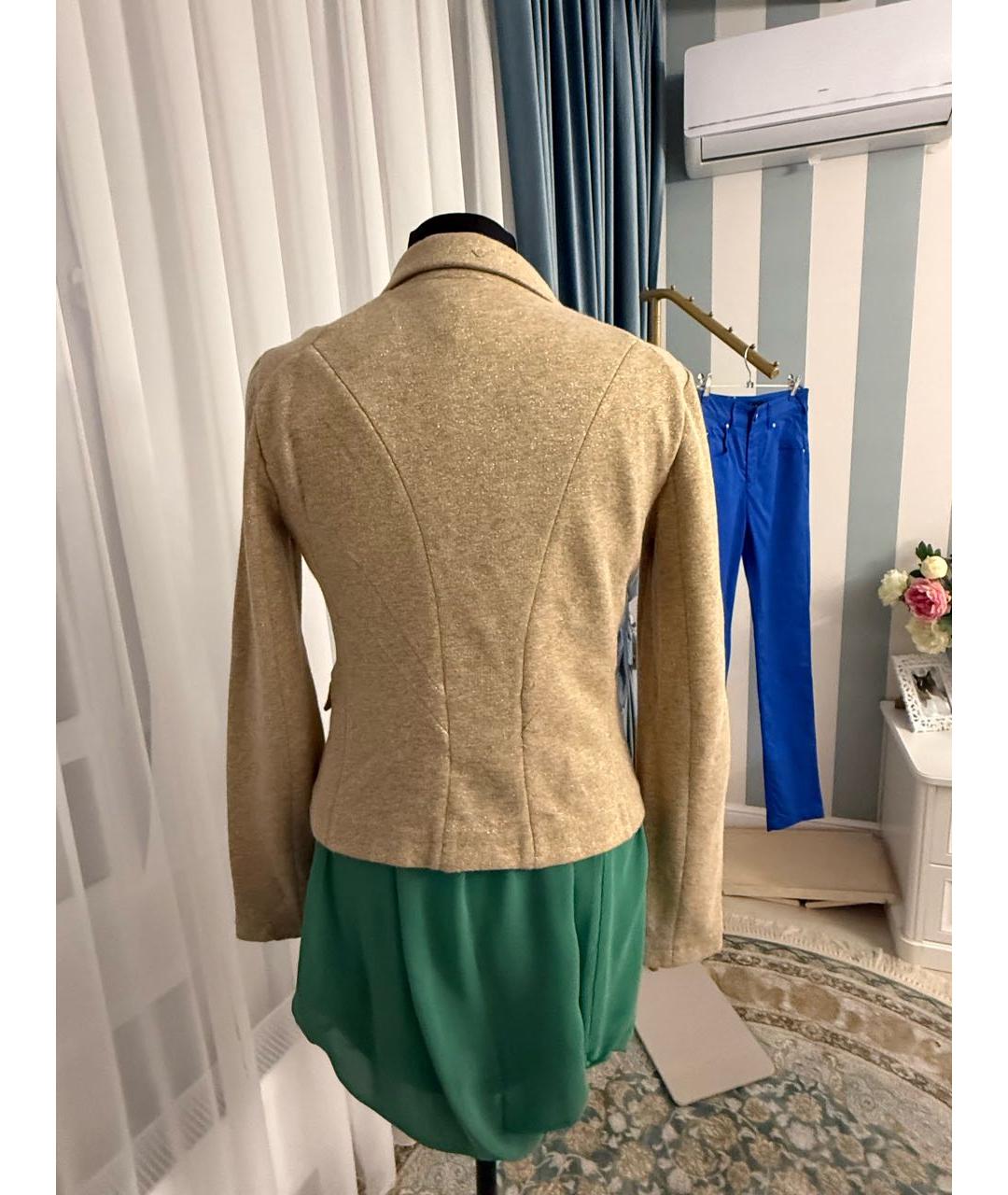 ARMANI JEANS Золотой хлопко-эластановый жакет/пиджак, фото 2