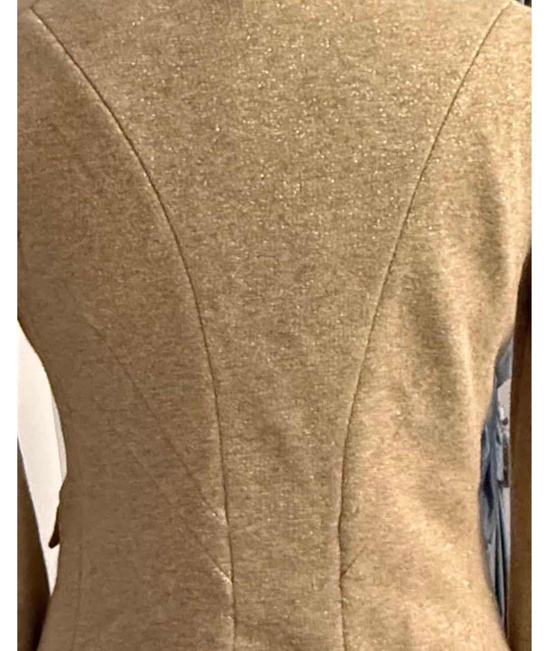 ARMANI JEANS Золотой хлопко-эластановый жакет/пиджак, фото 4