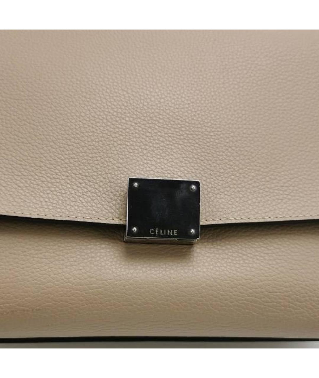 CELINE Бежевая кожаная сумка тоут, фото 6