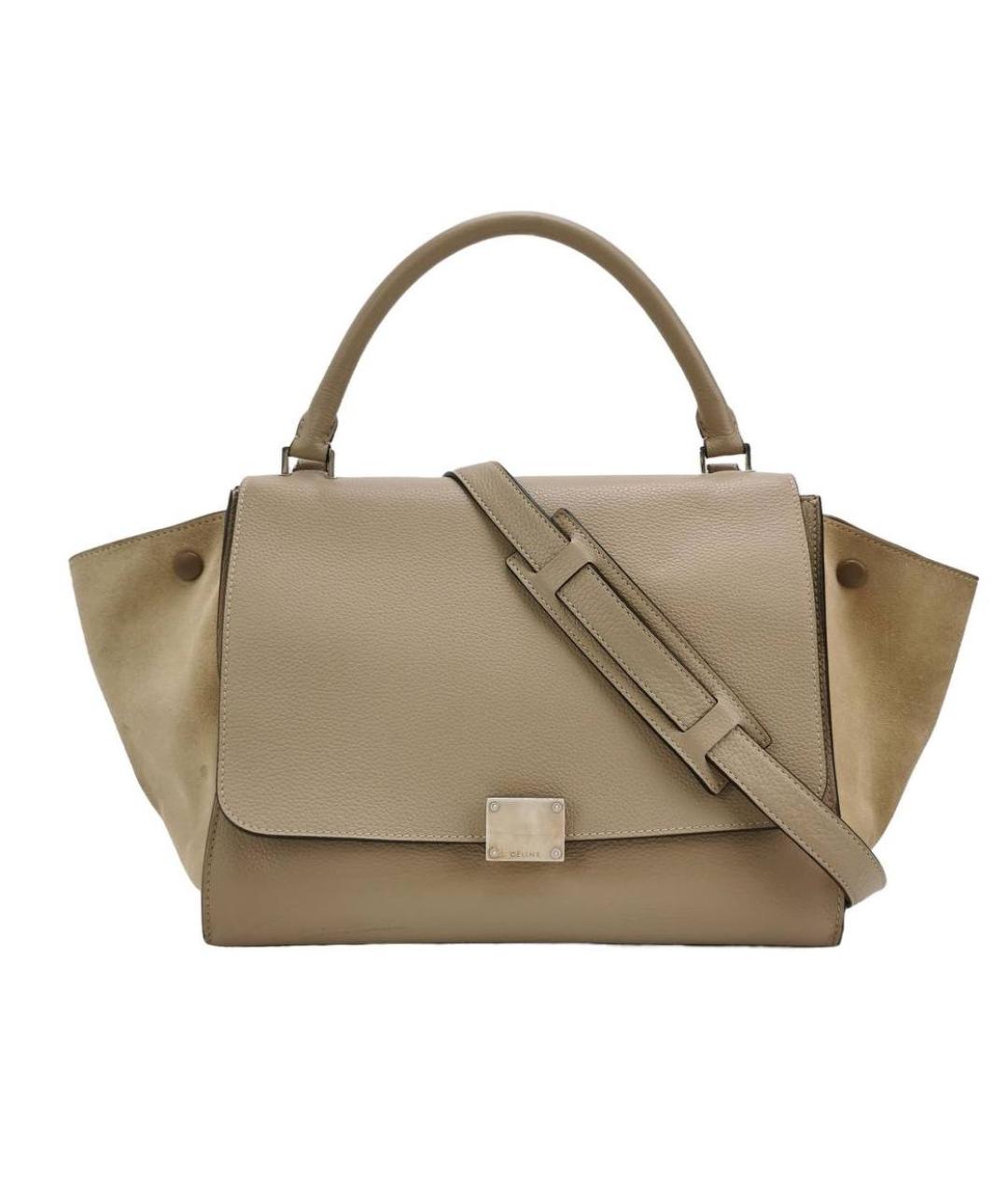 CELINE Бежевая кожаная сумка тоут, фото 9