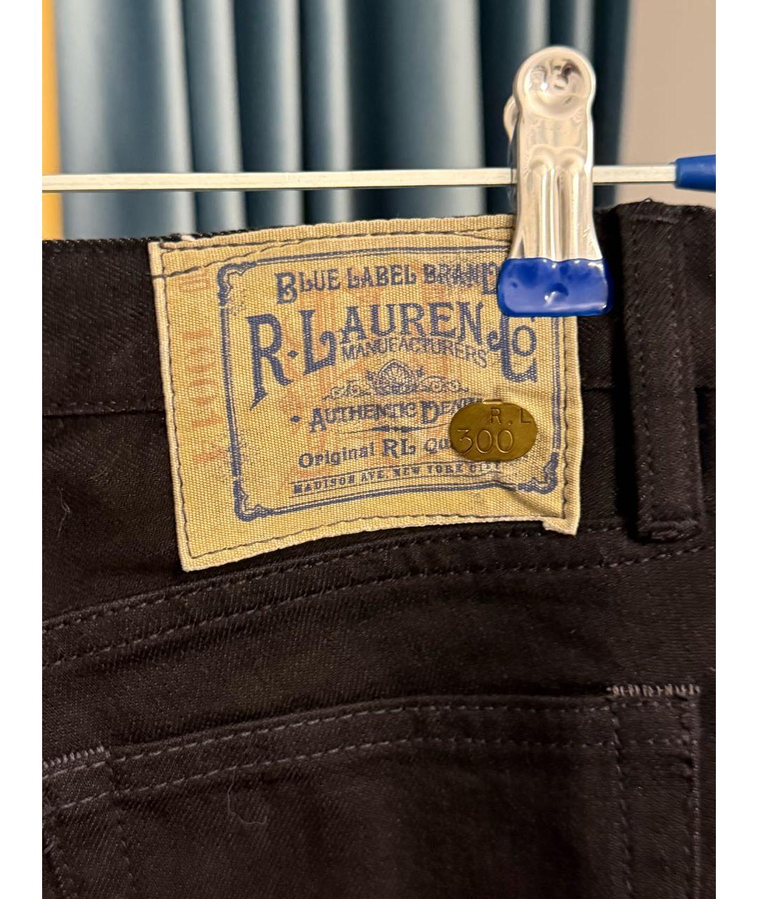 RALPH LAUREN Черные хлопко-эластановые прямые джинсы, фото 5