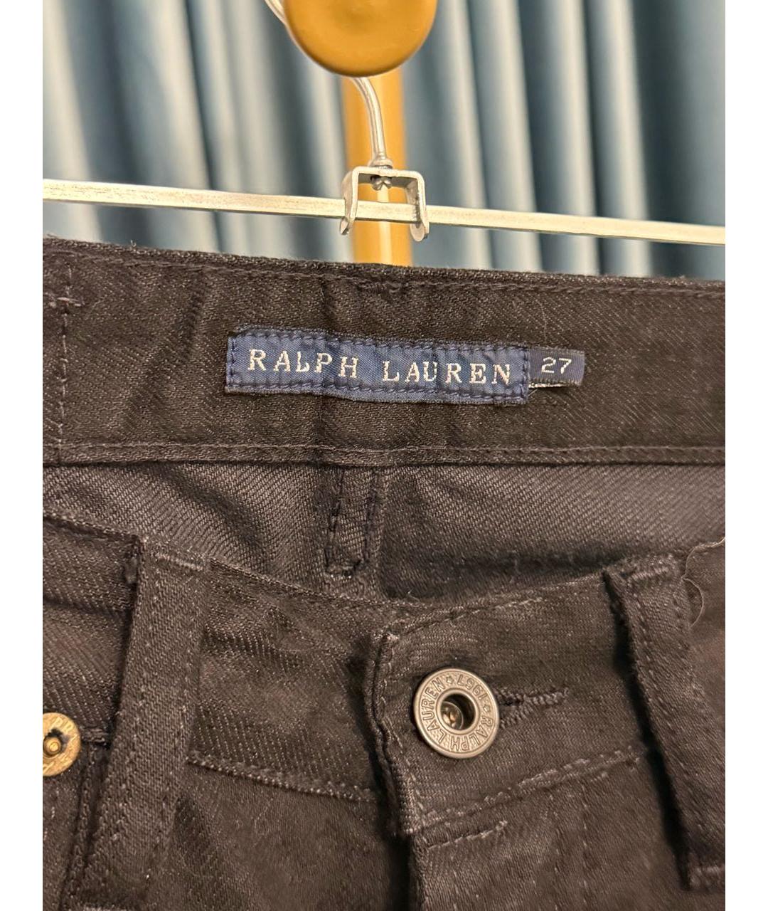 RALPH LAUREN Черные хлопко-эластановые прямые джинсы, фото 6