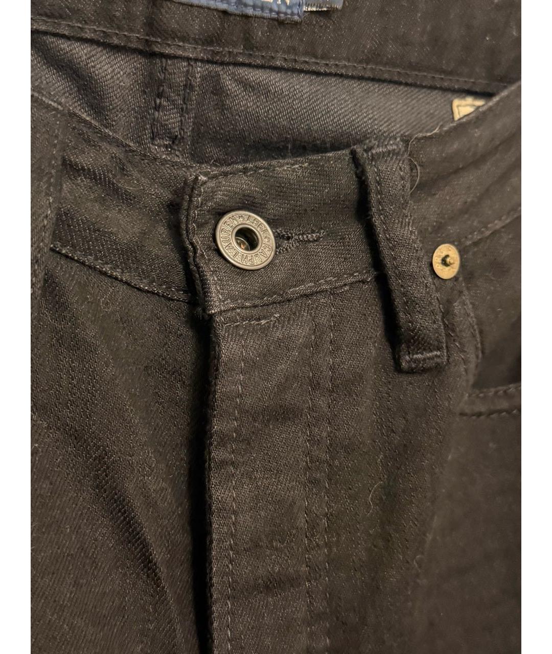 RALPH LAUREN Черные хлопко-эластановые прямые джинсы, фото 4