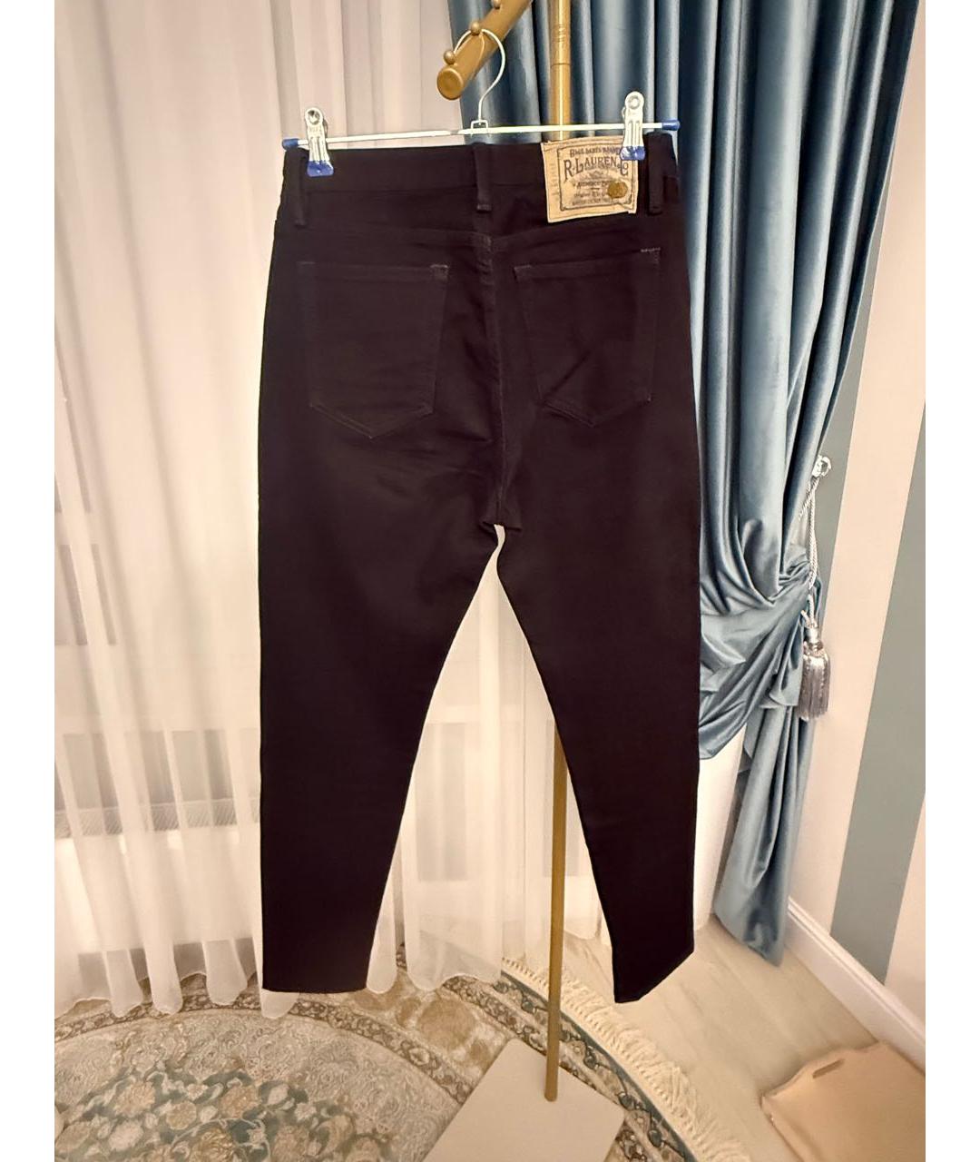 RALPH LAUREN Черные хлопко-эластановые прямые джинсы, фото 2