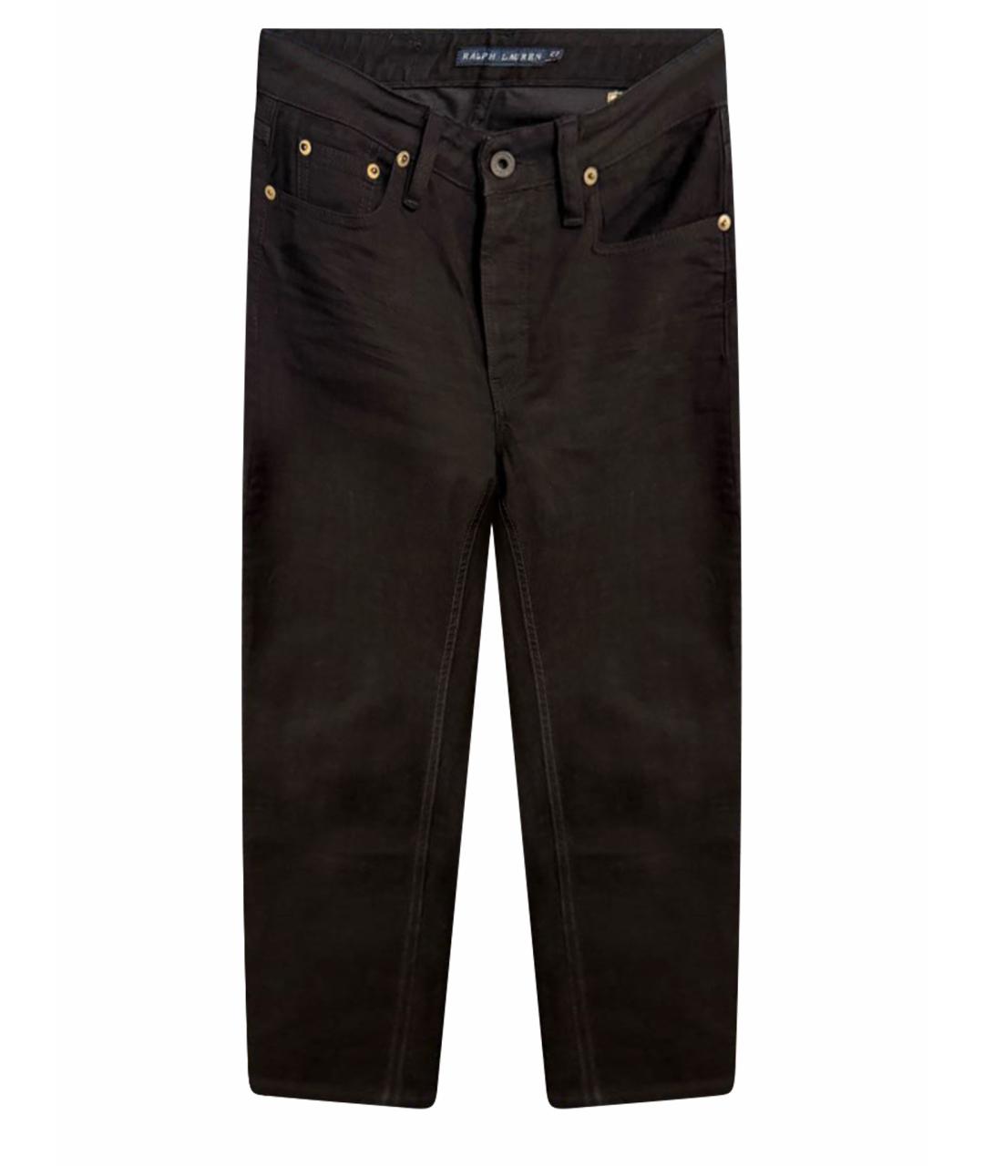 RALPH LAUREN Черные хлопко-эластановые прямые джинсы, фото 1